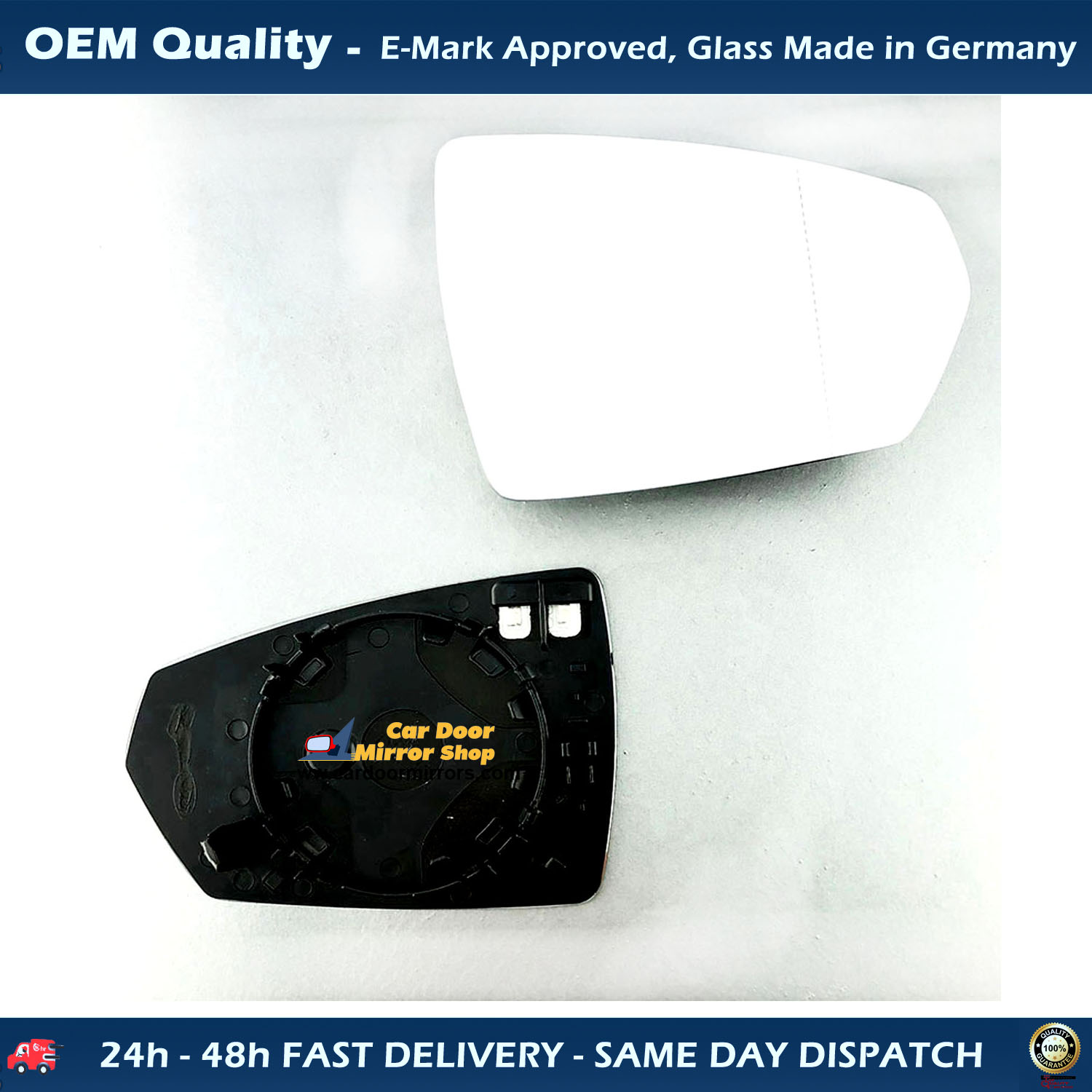 Audi A1 Wing Mirror Glass With Base RIGHT HAND ( UK Driver Side ) 2020 onward – Heated Base Wide Angle Wing Mirror
