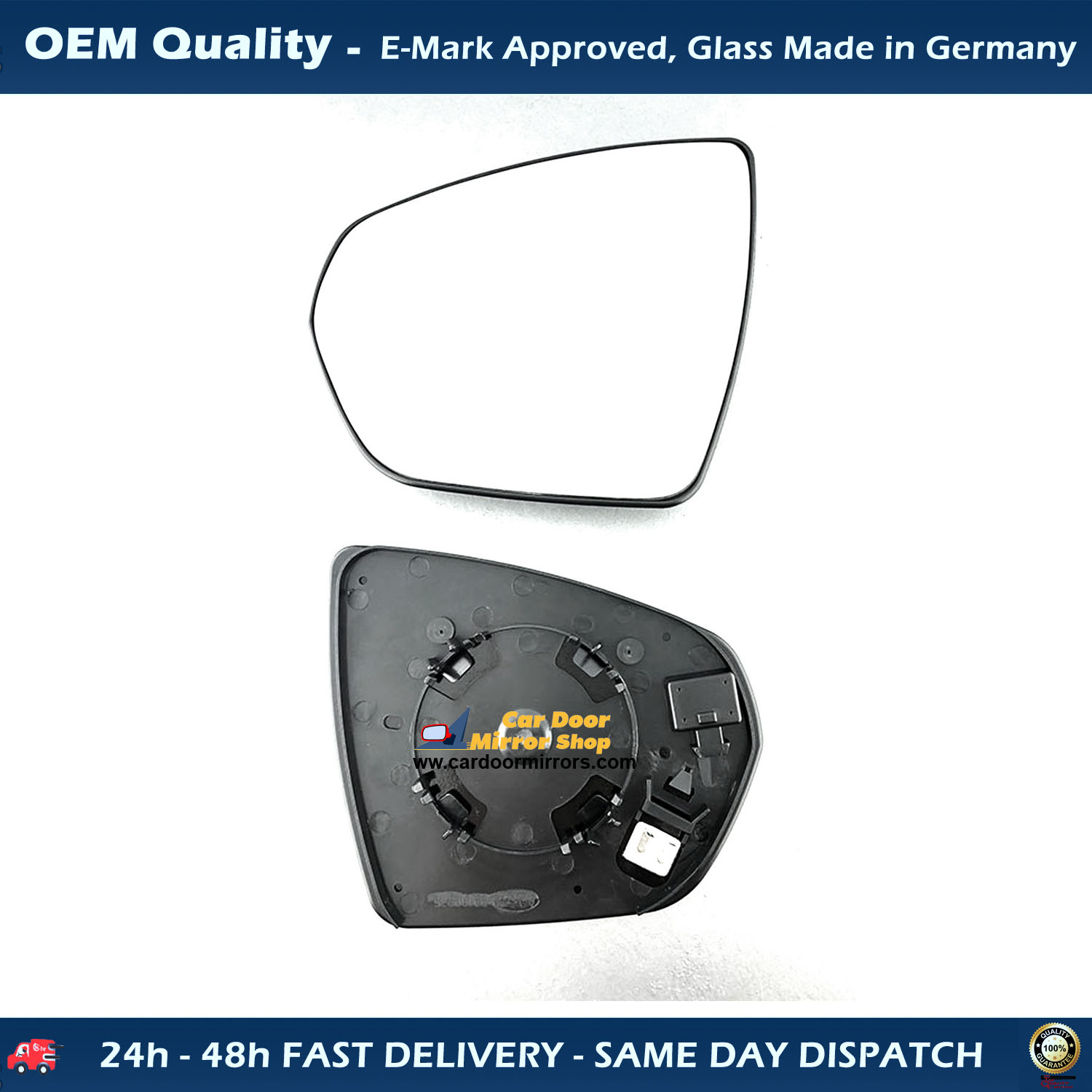 Peugeot 3008 Wing Mirror Glass With Base LEFT HAND ( UK Passenger Side ) 2017 to 2021 – Heated Base Convex Mirror
