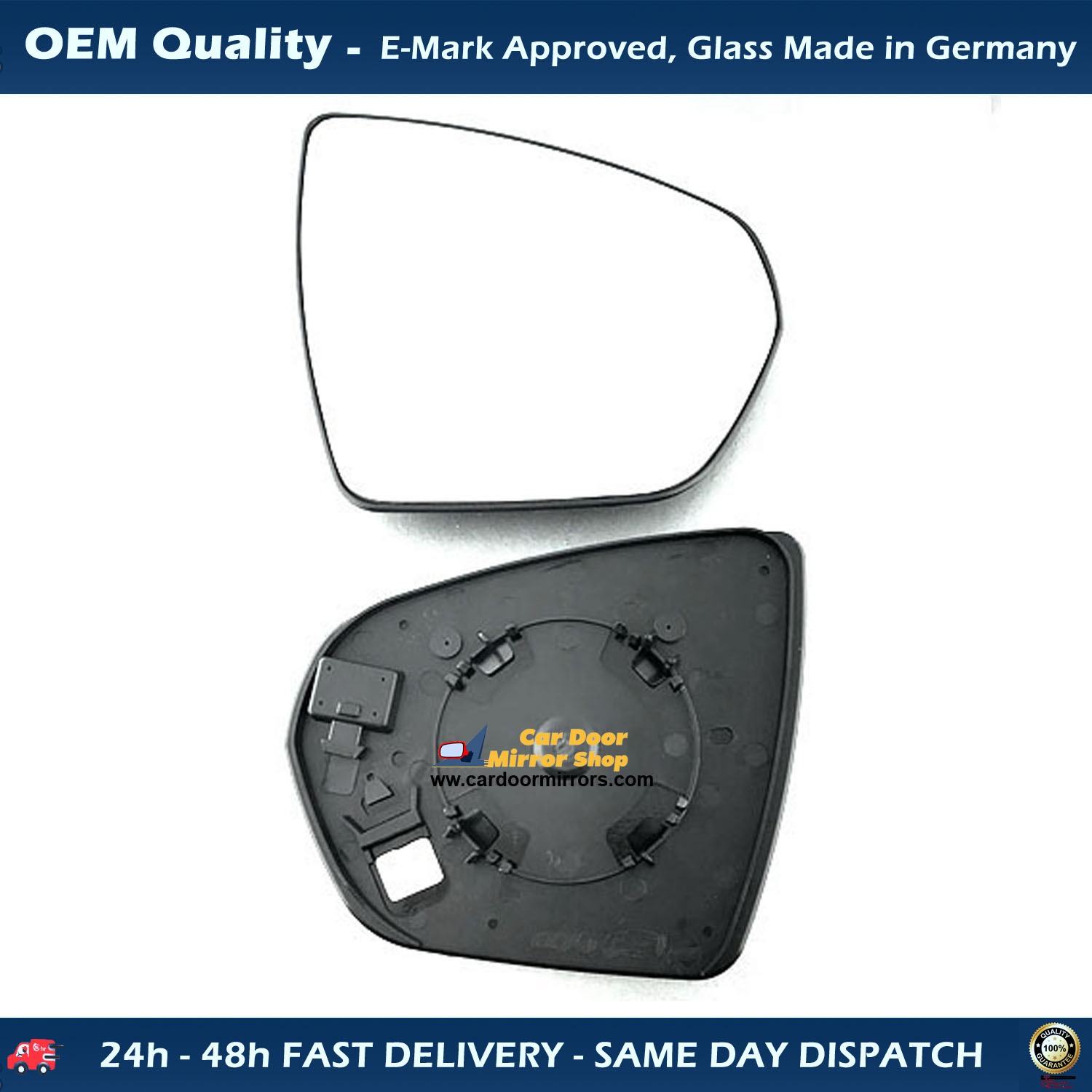 Citroen C5 Wing Mirror Glass With Base RIGHT HAND ( UK Driver Side ) 2017 to 2020 – Heated Base Wide Angle Wing Mirror