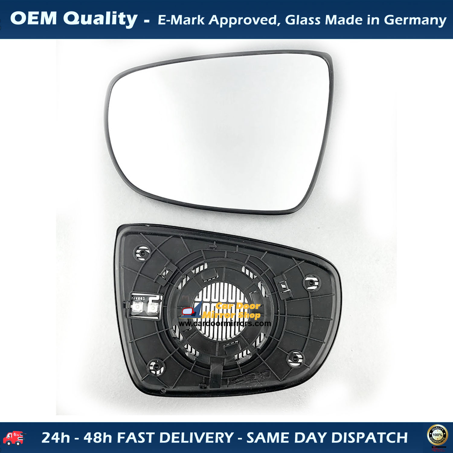 KIA Carens Wing Mirror Glass With Base LEFT HAND ( UK Passenger Side ) 2013 to 2018 – Heated Base Convex Mirror