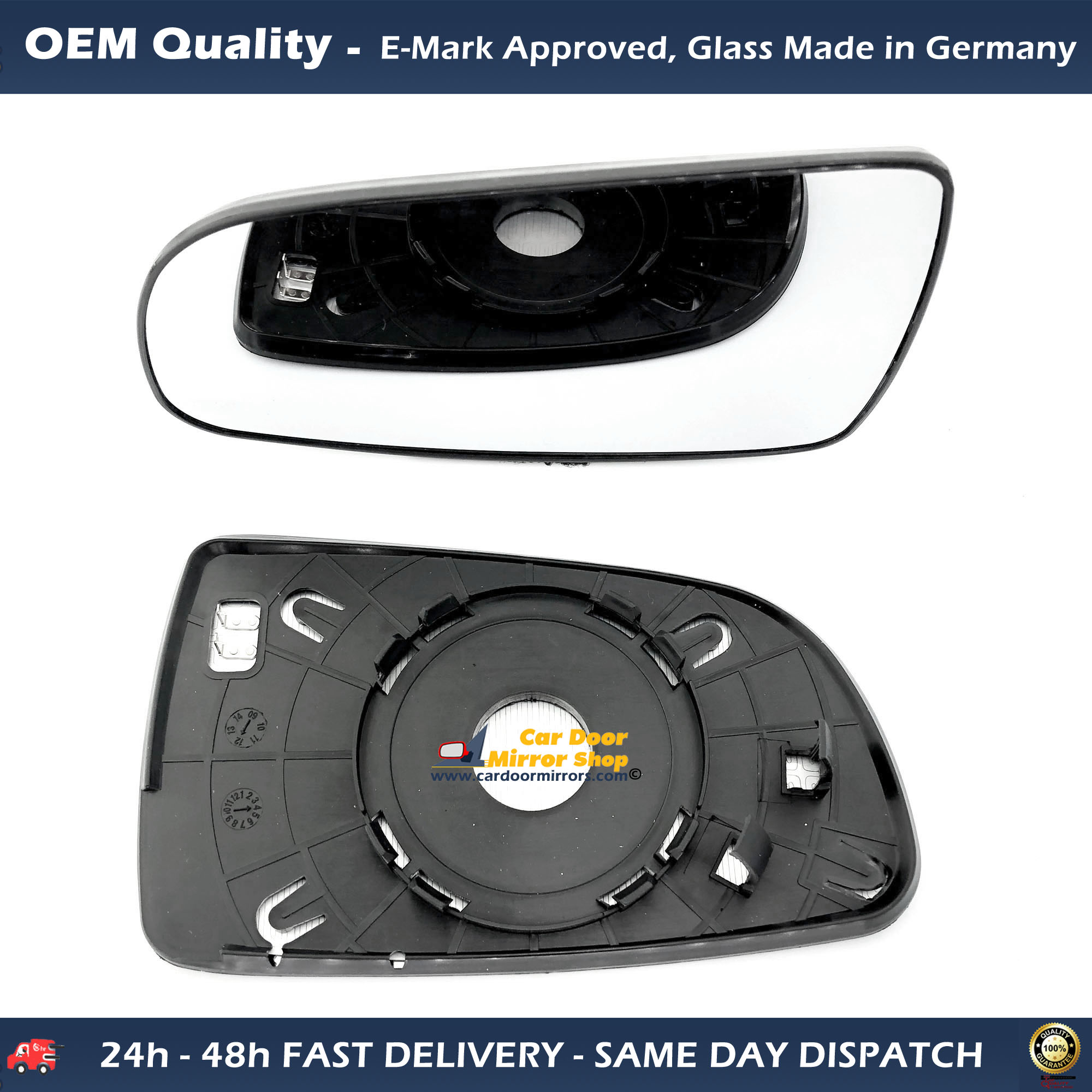 Chevrolet Aveo Wing Mirror Glass With Base LEFT HAND ( UK Passenger Side ) 2008 to 2011 – Heated Base Convex Mirror