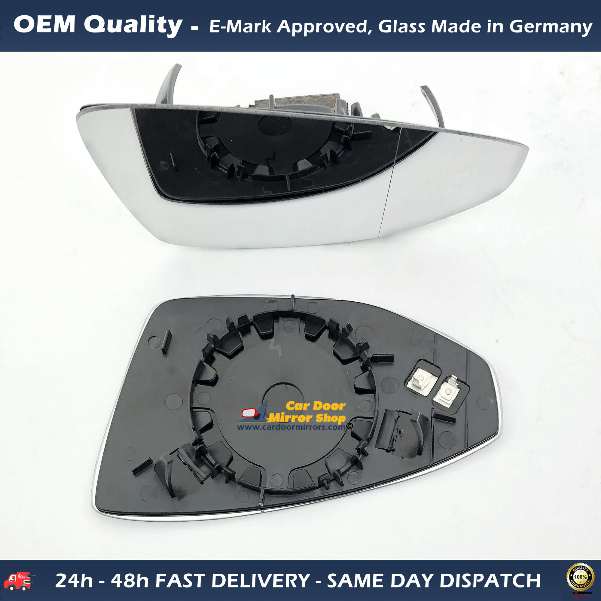 AUDI A6 Wing Mirror Glass with base RIGHT HAND ( UK Driver Side ) 2019 to 2021 – Heated Base Wide Angle Wing Mirror