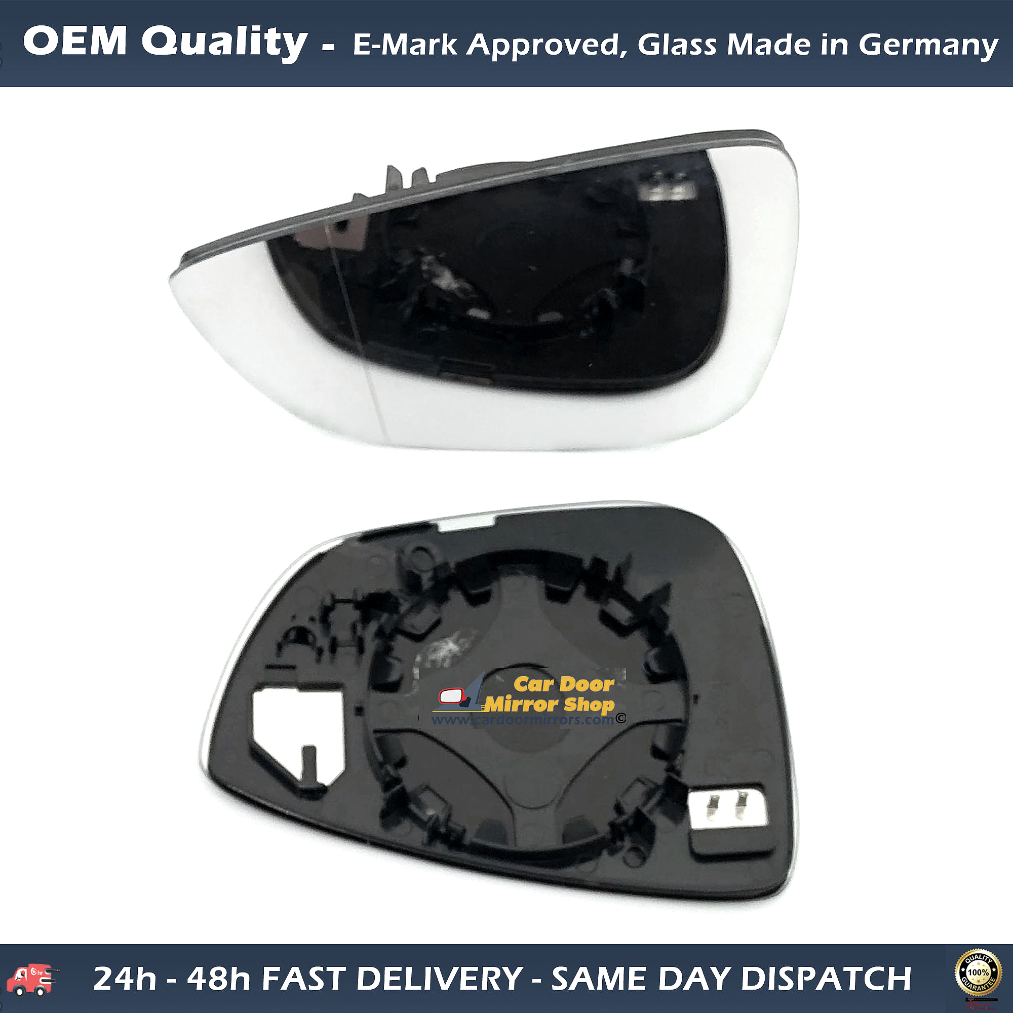 FORD Focus Wing Mirror Glass with Base LEFT HAND ( UK Passenger Side ) 2018 to 2021 – Heated Base Wide Angle Wing Mirror