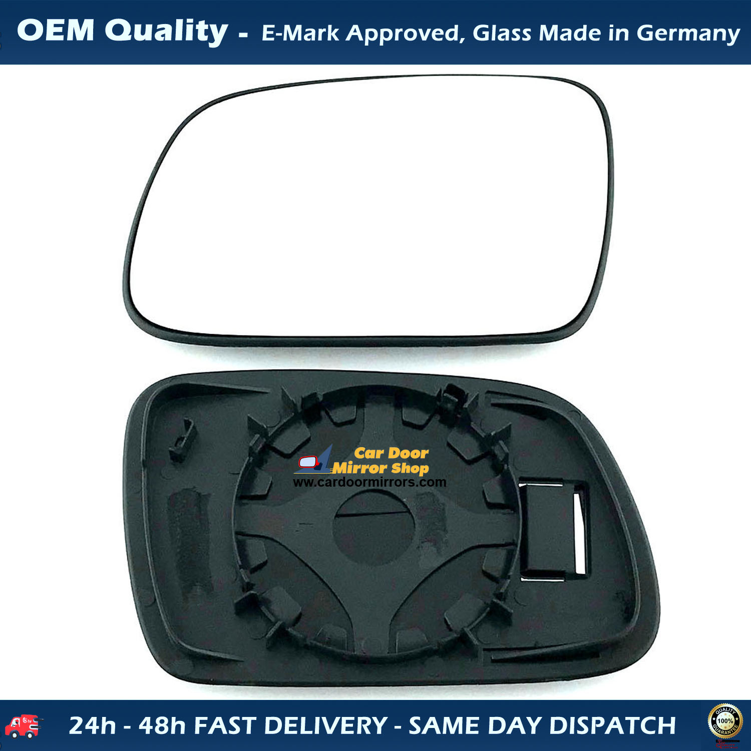 Peugeot 407 Wing Mirror Glass With Base LEFT HAND ( UK Passenger Side ) 2004 to 2008 – Convex Wing Mirror