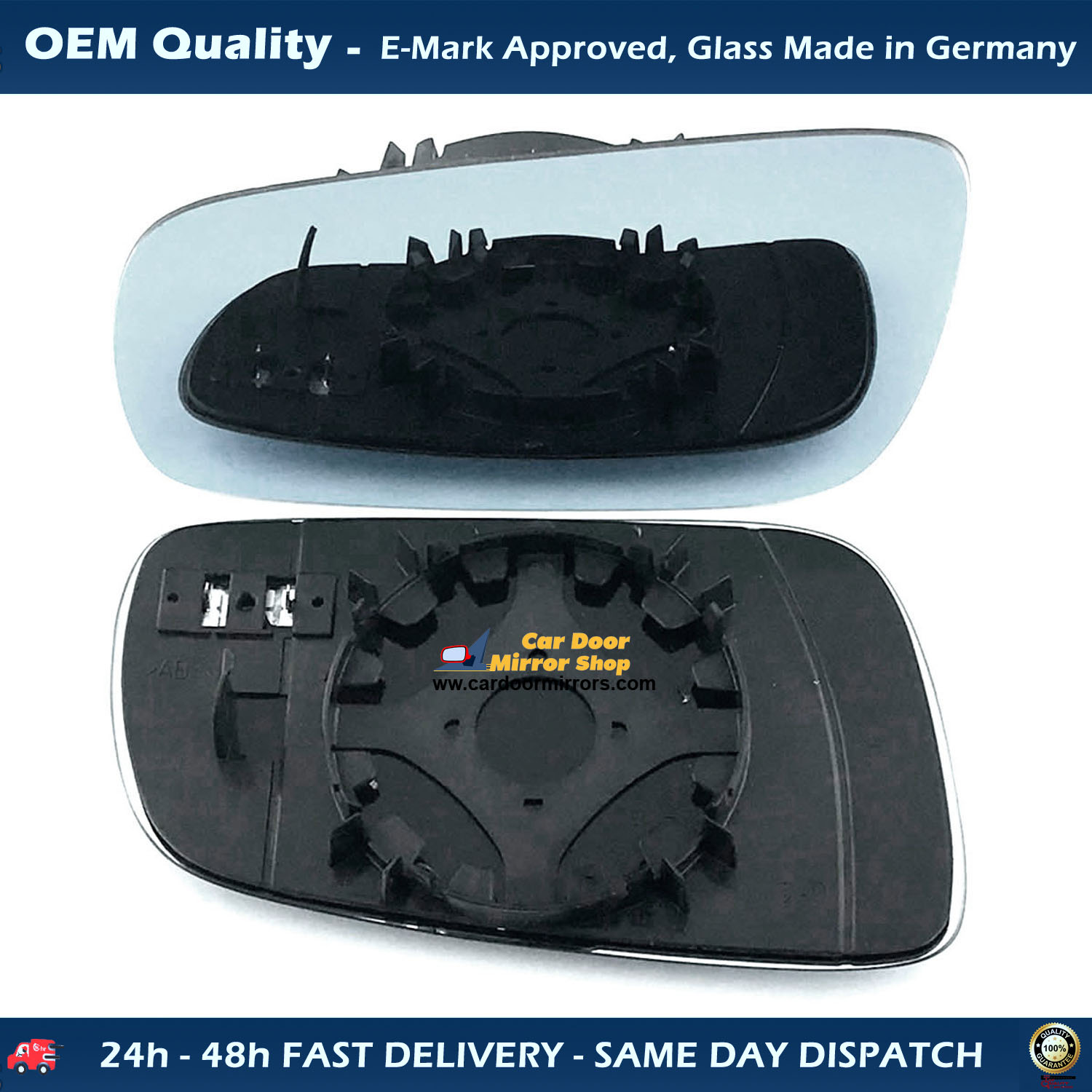 Audi A8 Wing Mirror Glass With Base LEFT HAND ( UK Passenger Side ) 1994 to 2002 – Heated Base Convex Mirror
