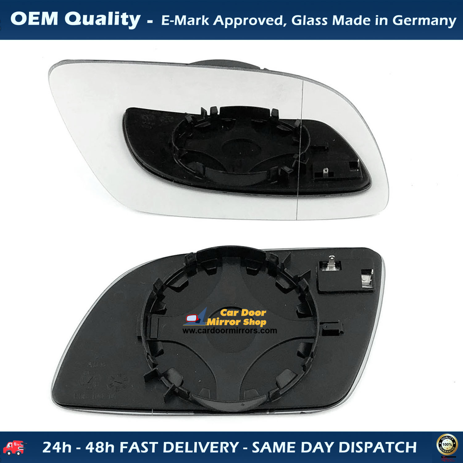 Volkswagen Polo Wing Mirror Glass With Base RIGHT HAND ( UK Driver Side ) 2002 to 2005 ( MK4 )  – Non-Heated Base Wide Angle Wing Mirror