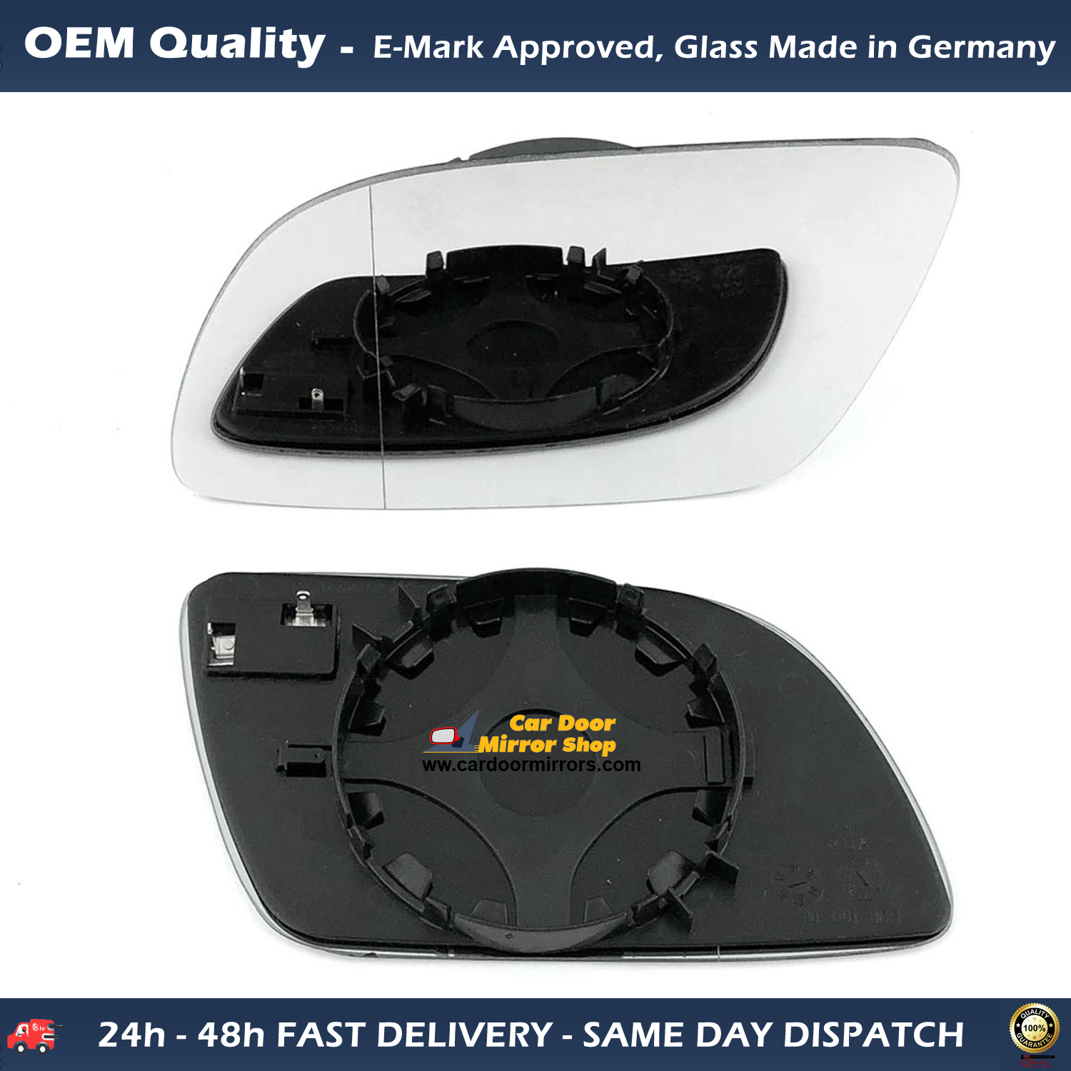Volkswagen Polo Wing Mirror Glass With Base RIGHT HAND ( UK Driver Side ) 2002 to 2005 ( MK4 )  – Heated Base Wide Angle Wing Mirror