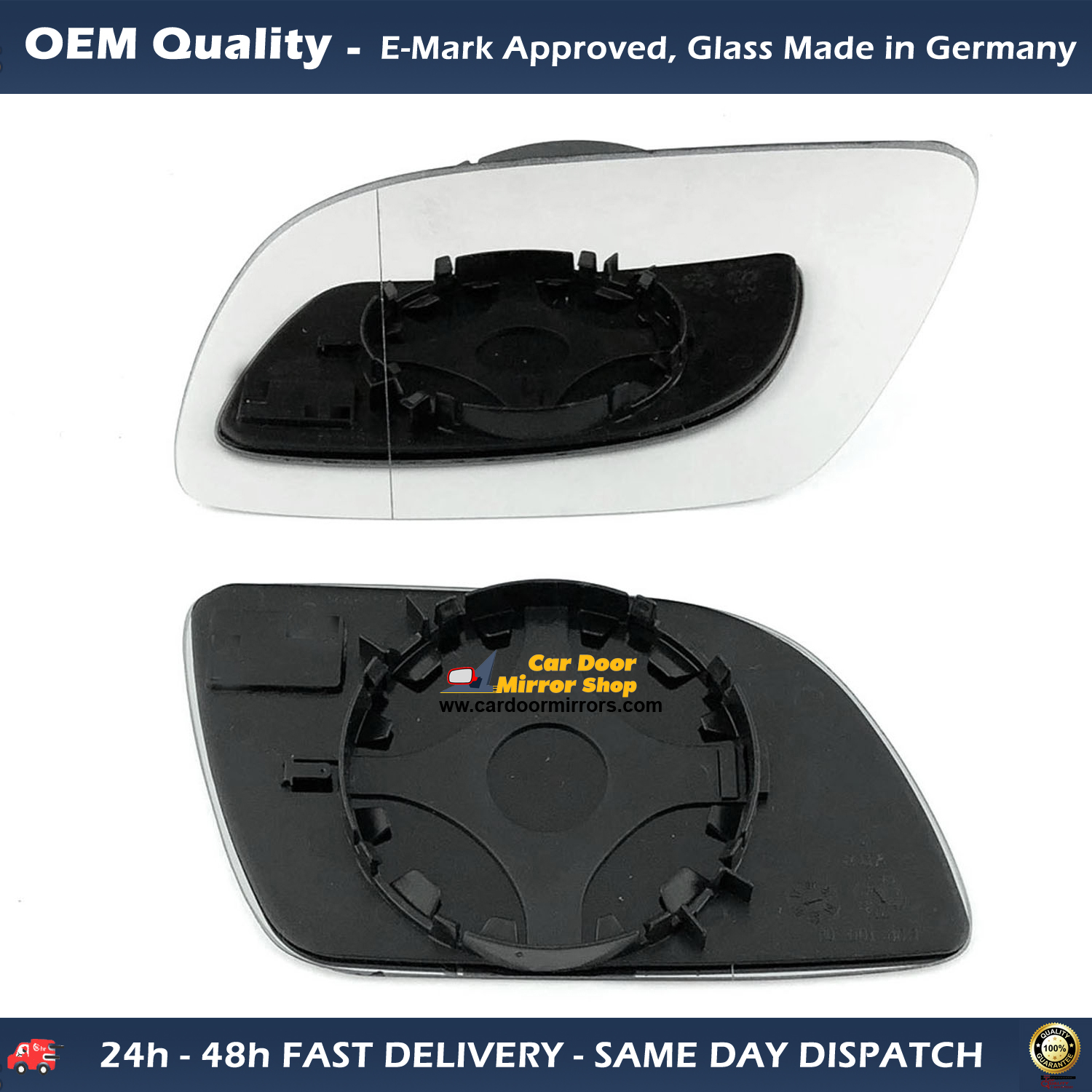 Volkswagen Polo Wing Mirror Glass With Base LEFT HAND ( UK Passenger Side ) 2002 to 2005 ( MK4 )  – Heated Base Convex Mirror