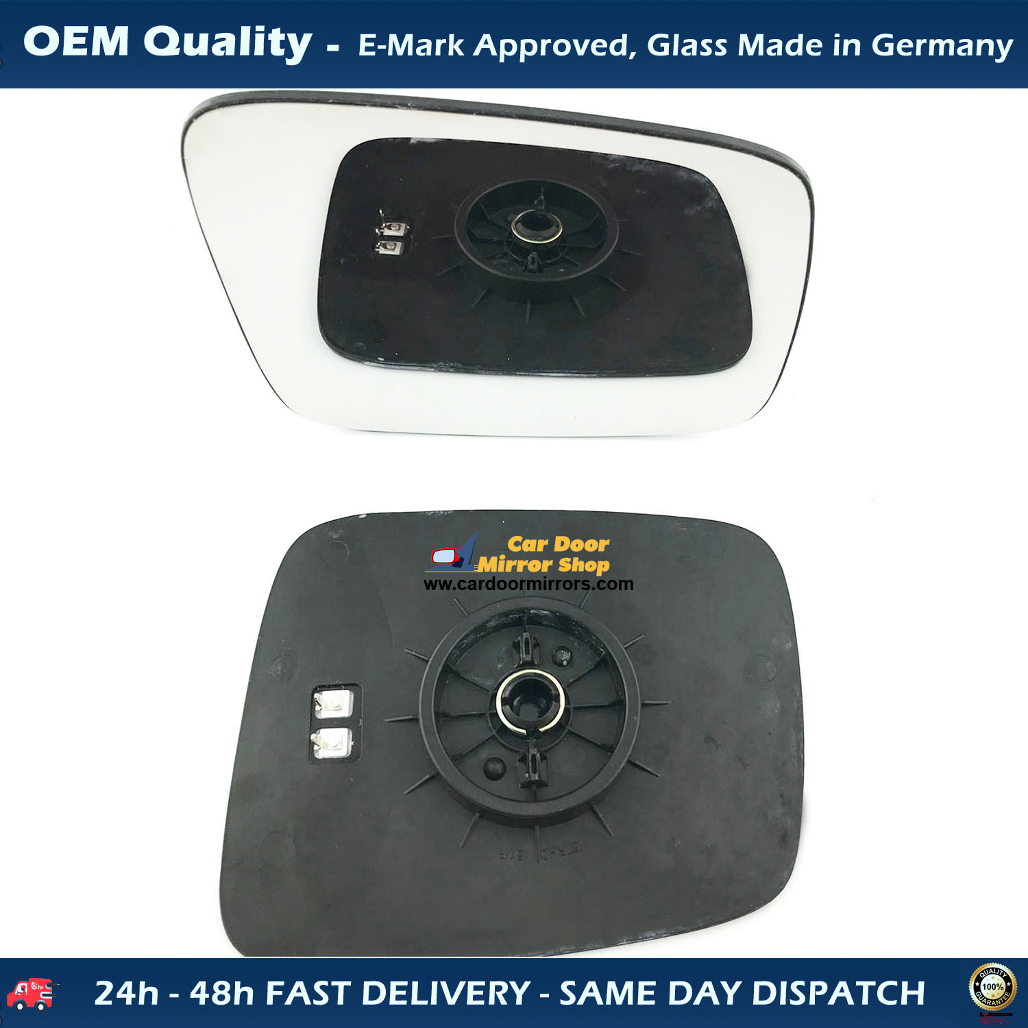 Volkswagen Caravelle Wing Mirror Glass With Base RIGHT HAND ( UK Driver Side ) 1991 to 2004 – Heated Base Convex Mirror