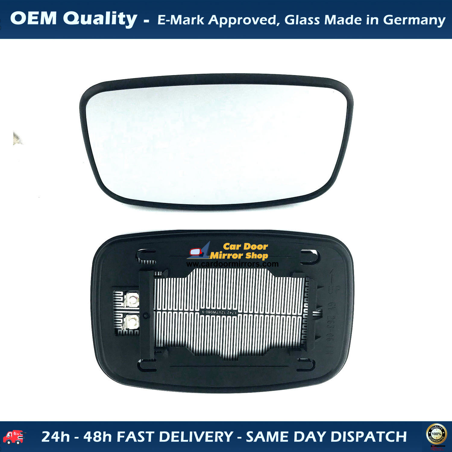 Ford Fiesta Wing Mirror Glass With Base LEFT HAND ( UK Passenger Side ) 1994 to 2000 – Heated Base Convex Mirror
