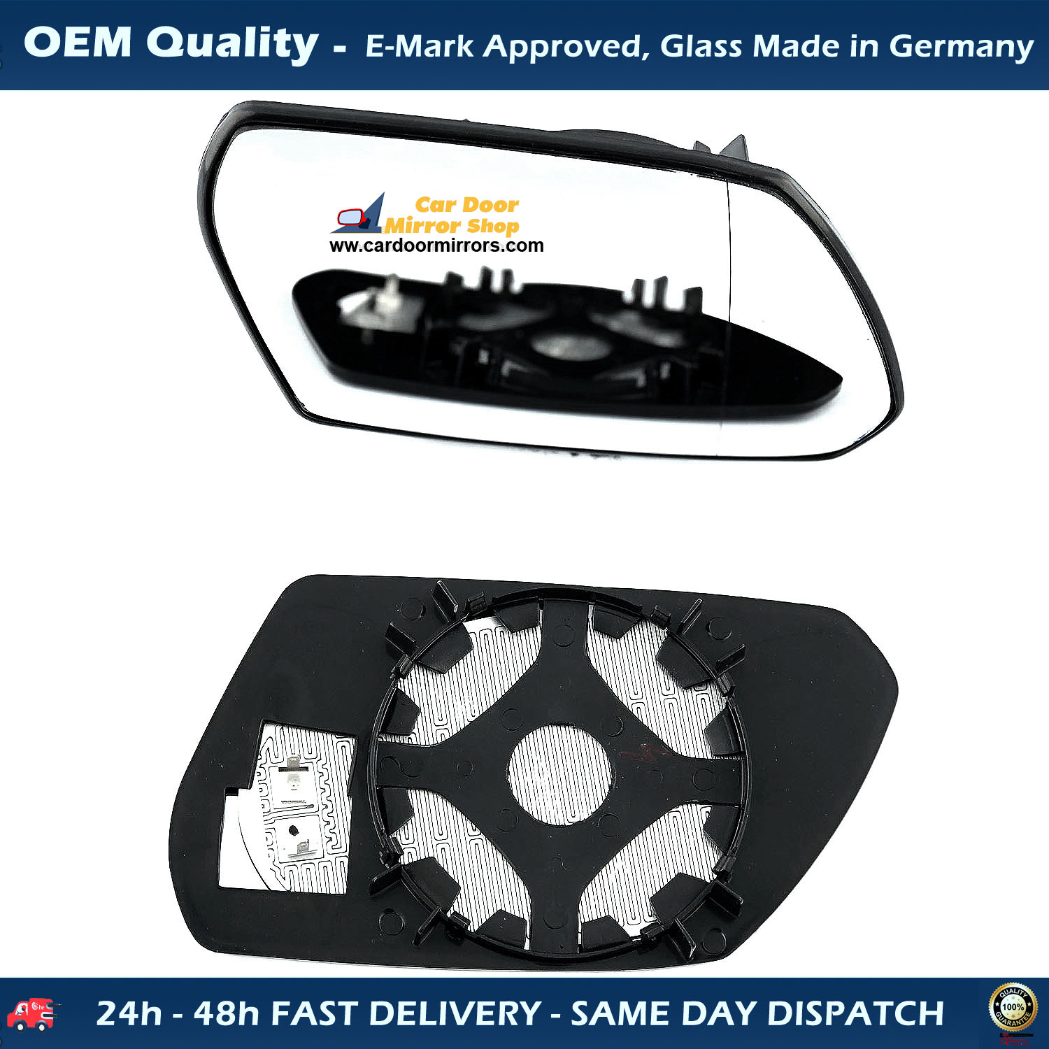 Ford Mondeo Wing Mirror Glass With Base RIGHT HAND ( UK Driver Side ) 2001 to 2003 – Heated Base Wide Angle Wing Mirror