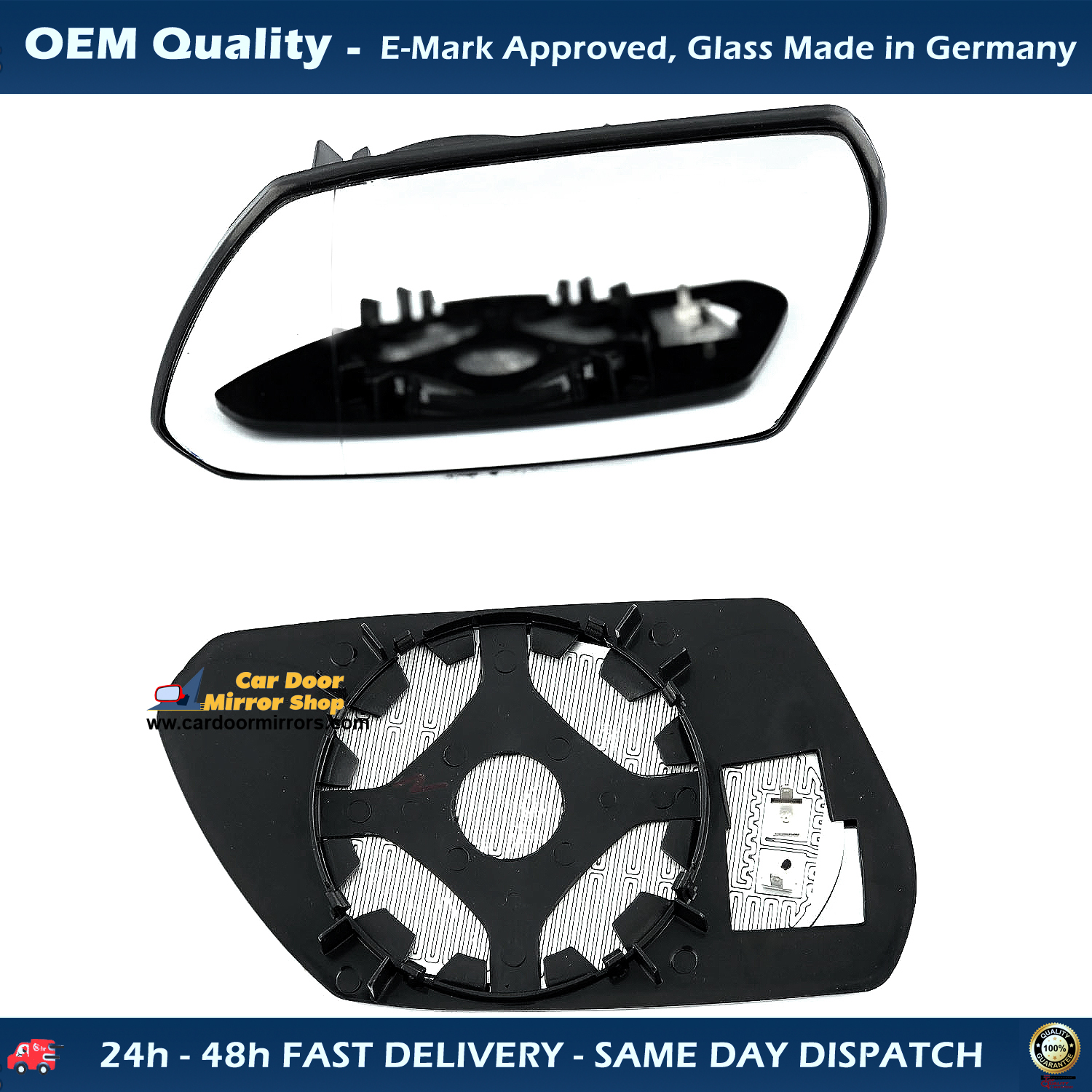 Ford Mondeo Wing Mirror Glass With Base LEFT HAND ( UK Passenger Side ) 2001 to 2003 – Heated Base Convex Mirror