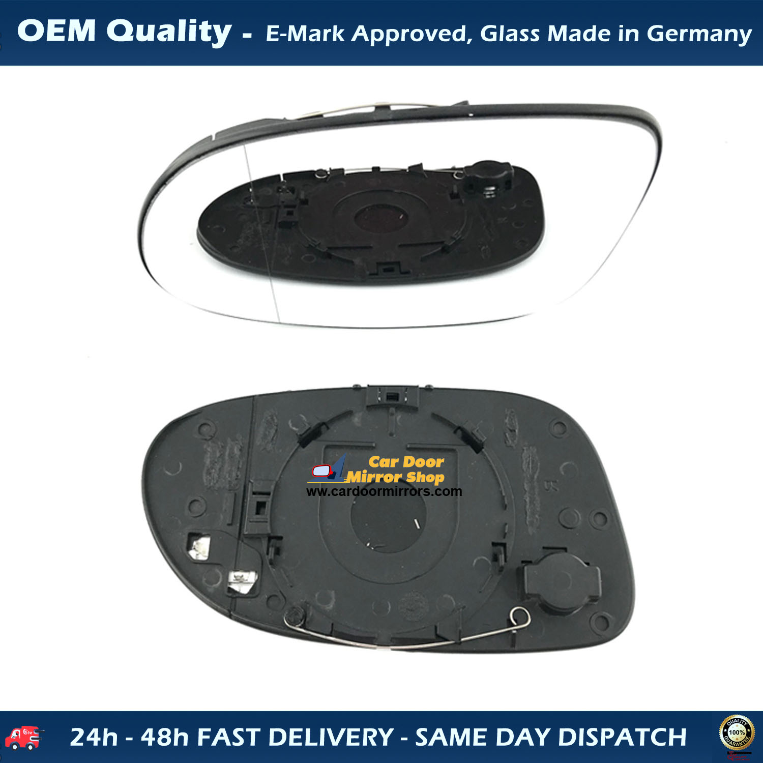 Mercedes A Class  Wing Mirror Glass With Base LEFT HAND ( UK Passenger Side ) 1998 to 2005 AUG – Heated Base Wide Angle Wing Mirror ( W168 )