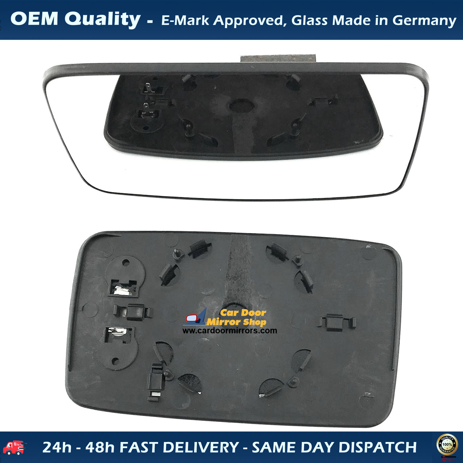Volkswagen Golf Wing Mirror Glass With Base LEFT HAND ( UK Passenger Side ) 1992 to 1996 – Heated Base Convex Mirror