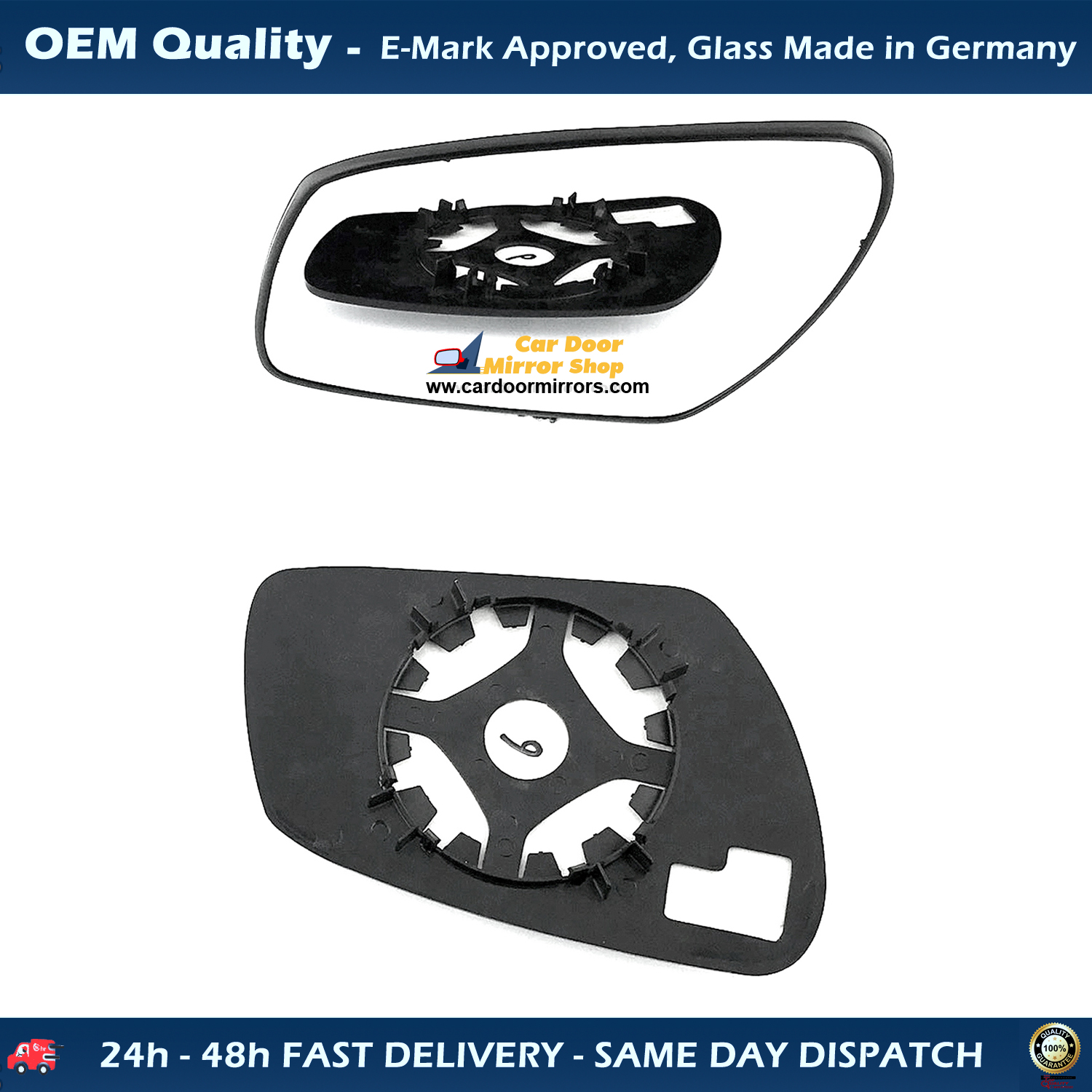 Ford Focus C Max Wing Mirror Glass With Base LEFT HAND ( UK Passenger Side ) 2003 to 2008 – Non-Heated Base Convex Mirror