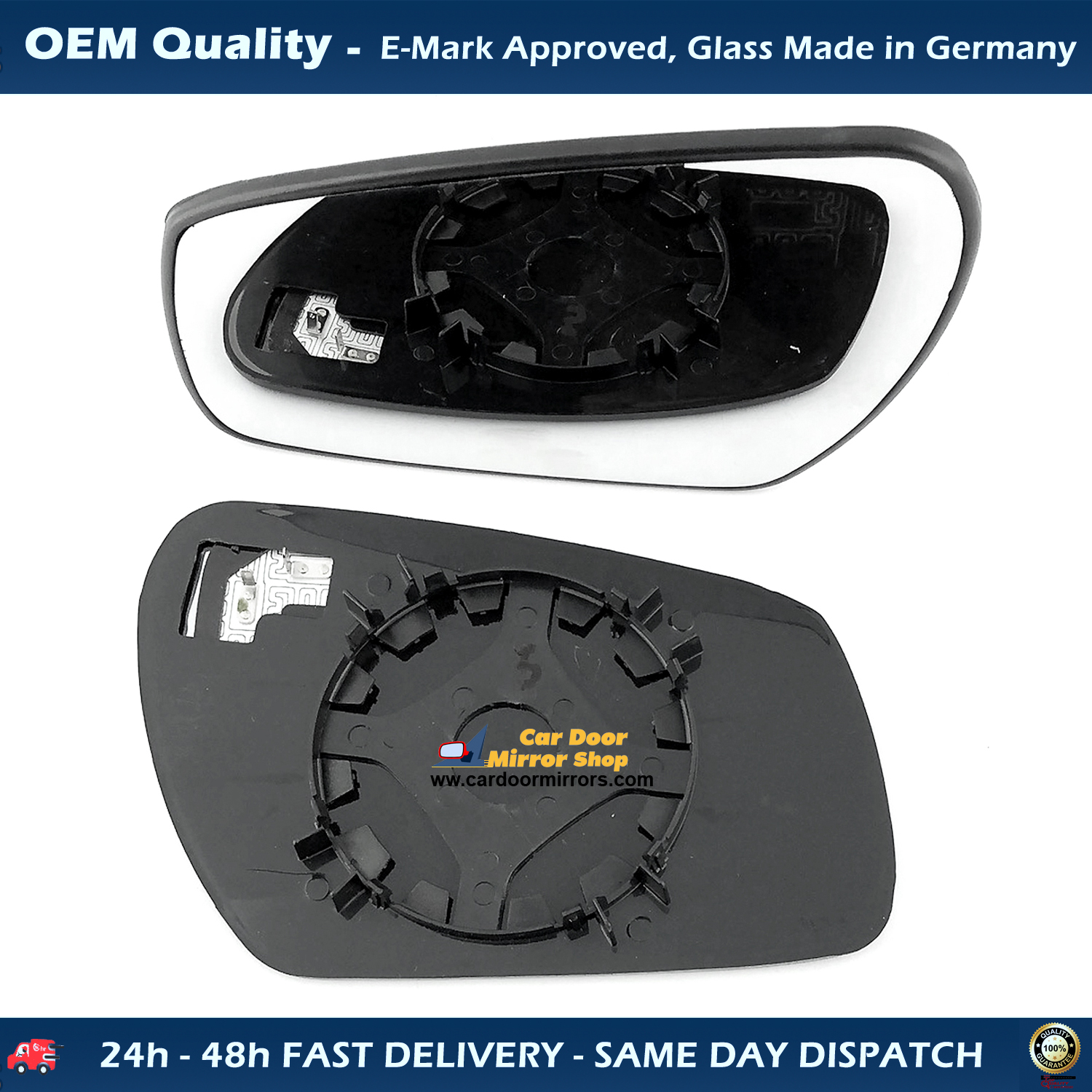 Ford C Max Wing Mirror Glass With Base LEFT HAND ( UK Passenger Side ) 2003 to 2007 – Heated Base Convex Mirror
