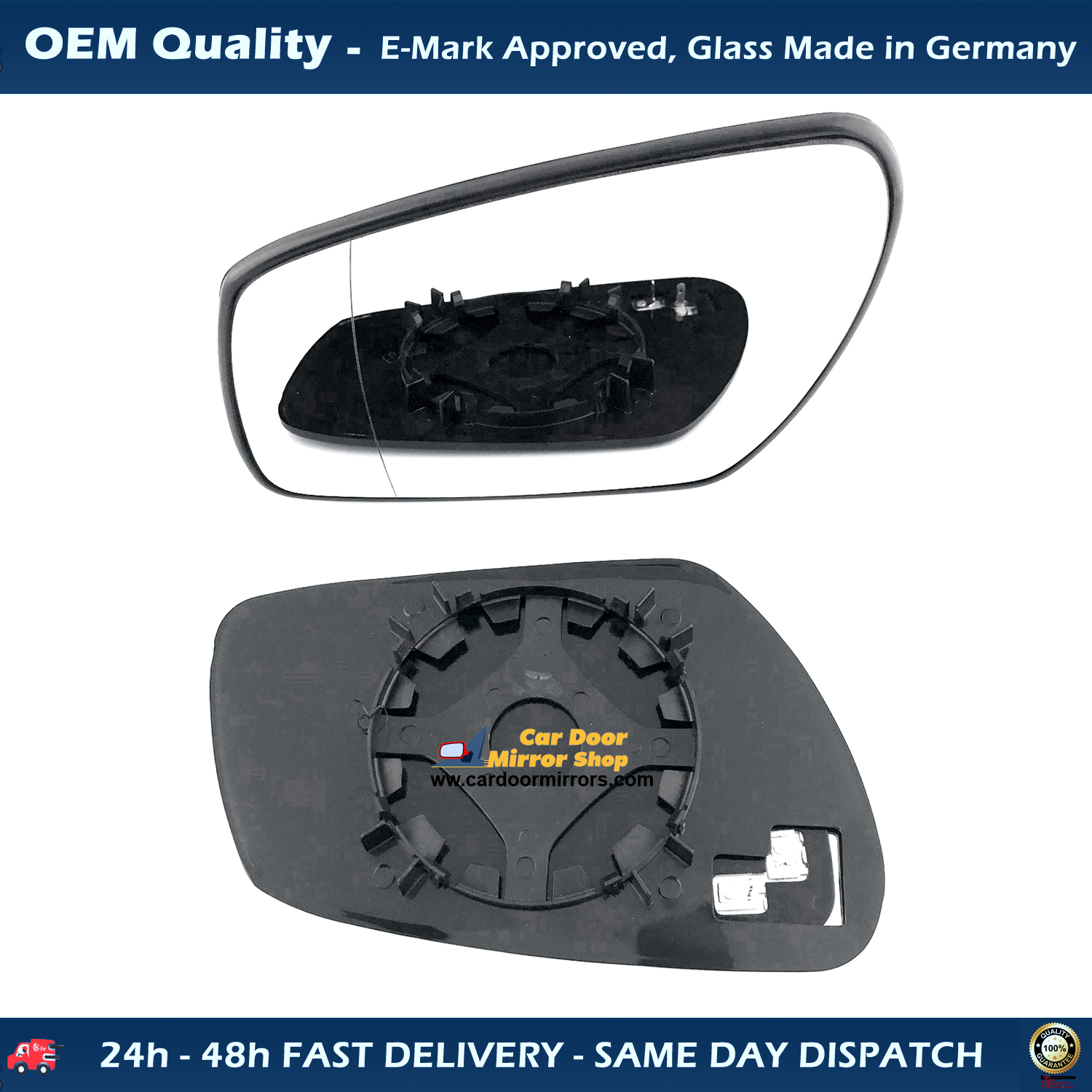 Ford Focus C Max Wing Mirror Glass With Base RIGHT HAND ( UK Driver Side ) 2003 to 2008 – Heated Base Wide Angle Wing Mirror