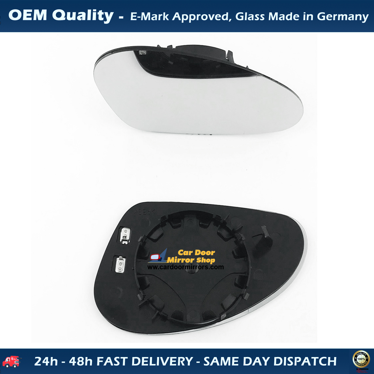 SEAT Ibiza Wing Mirror Glass With Base RIGHT HAND ( UK Driver Side ) 2002 to 2009 – Heated Base Wide Angle Wing Mirror