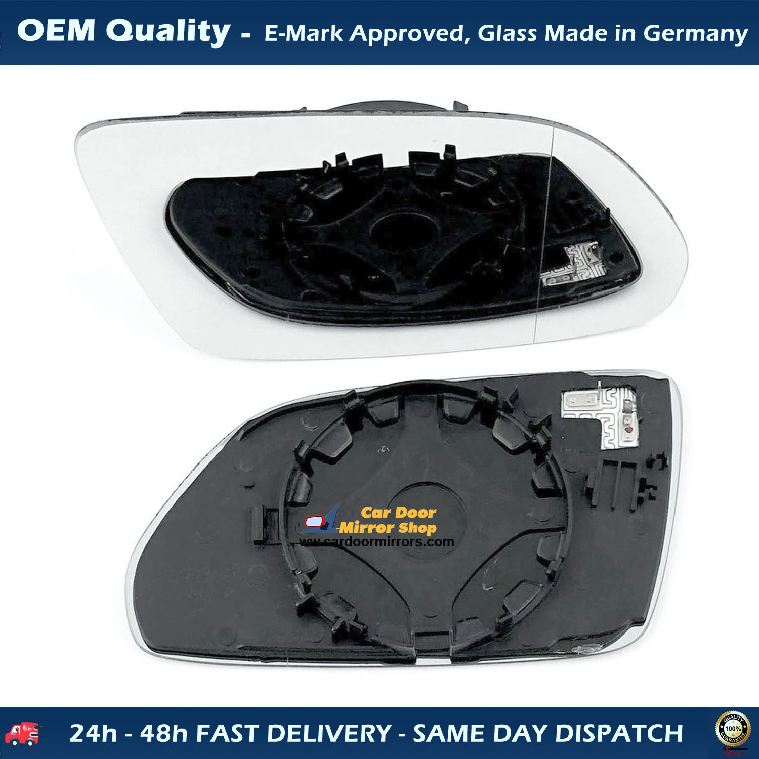 Skoda Octavia Wing Mirror Glass With Base RIGHT HAND ( UK Driver Side ) 2004 to 2008 – Heated Base Wide Angle Wing Mirror
