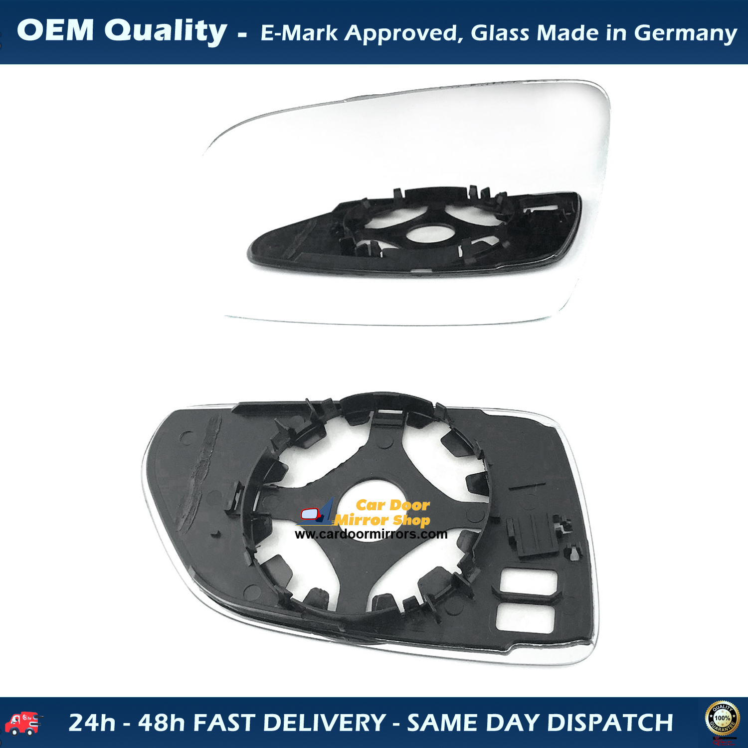 Skoda Octavia Wing Mirror Glass With Base LEFT HAND ( UK Passenger Side ) 2004 to 2008 – Convex Wing Mirror