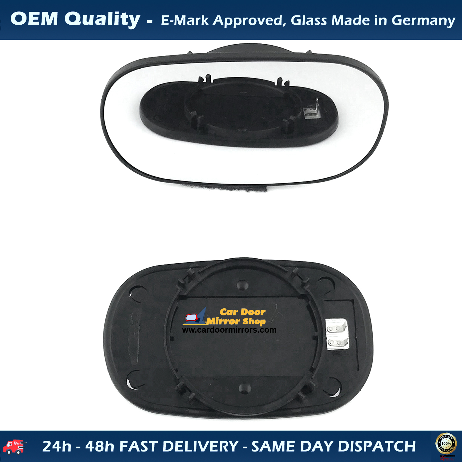 Ford KA Wing Mirror Glass With Base RIGHT HAND ( UK Driver Side ) 1996 to 2008 – Heated Base Convex Mirror