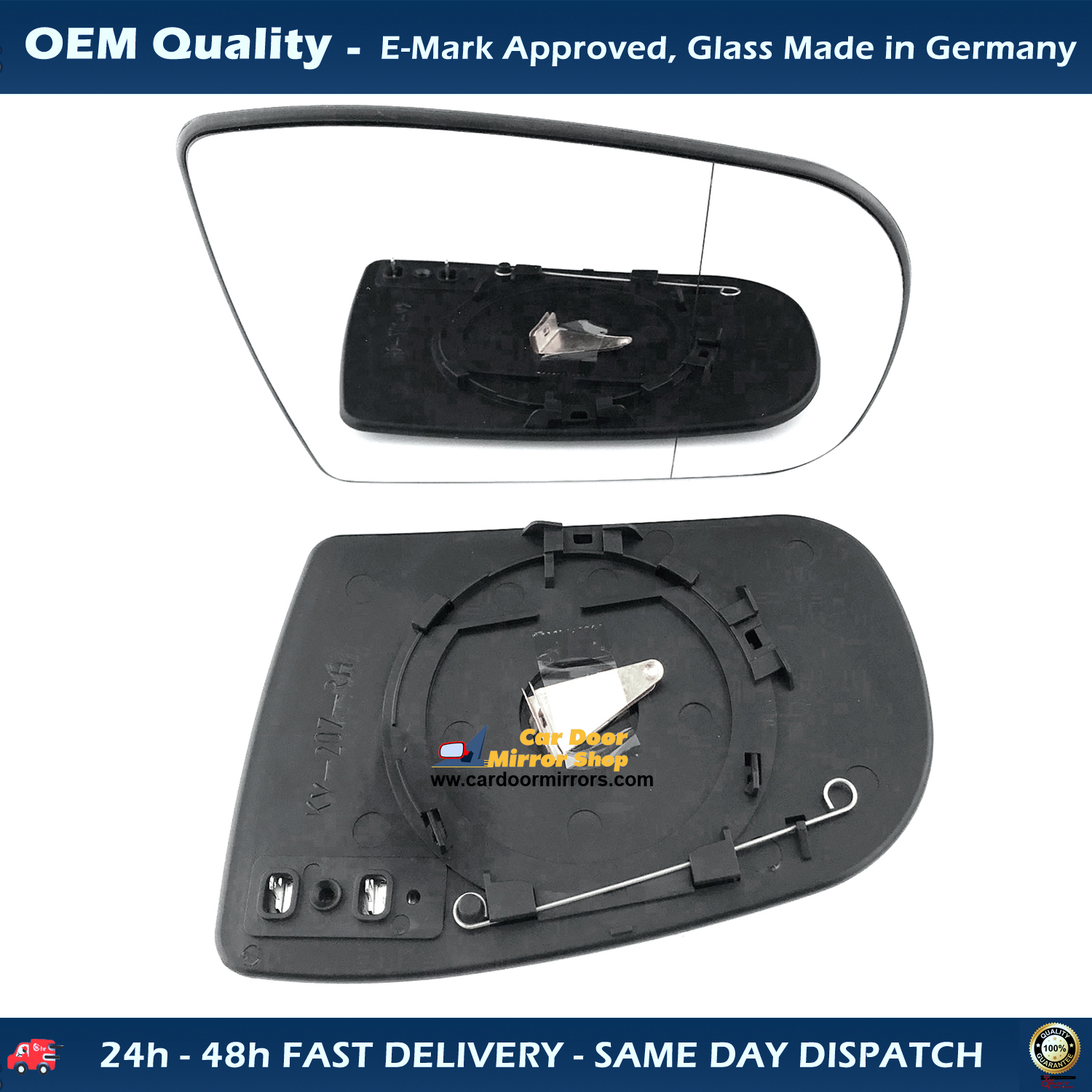Mercedes E Class Wing Mirror Glass With Base RIGHT HAND ( UK Driver Side ) 1999 JUL to 2002 – Heated Base Wide Angle Wing Mirror ( W120 )