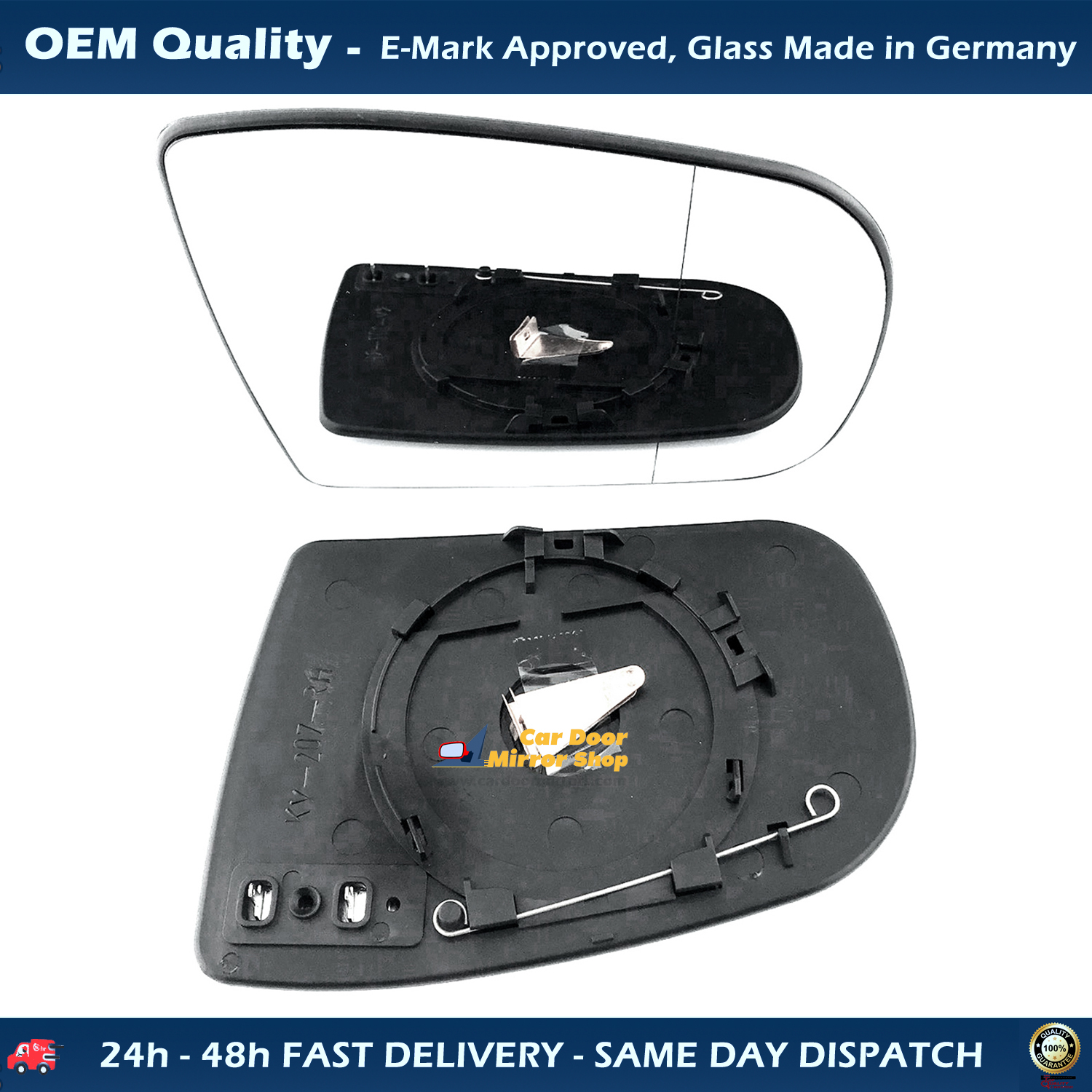 Mercedes E Class Wing Mirror Glass With Base LEFT HAND ( UK Passenger Side ) 1999 JUL to 2002 – Heated Base Wide Angle Wing Mirror ( W120 )