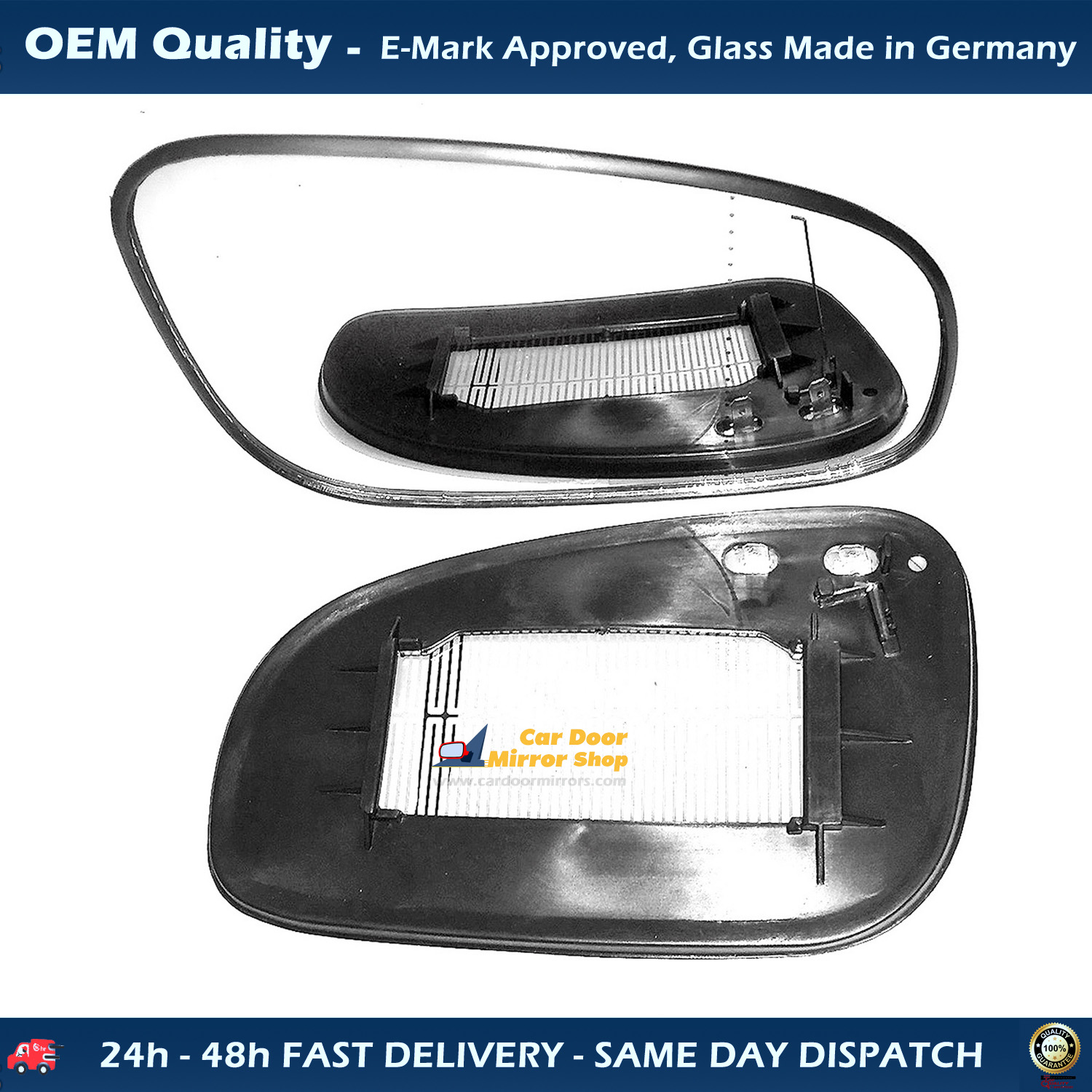Volvo S60 Wing Mirror Glass With Base RIGHT HAND ( UK Driver Side ) 2001 to 2006 – Heated Base Wide Angle Wing Mirror ( 190MM x 160MM )