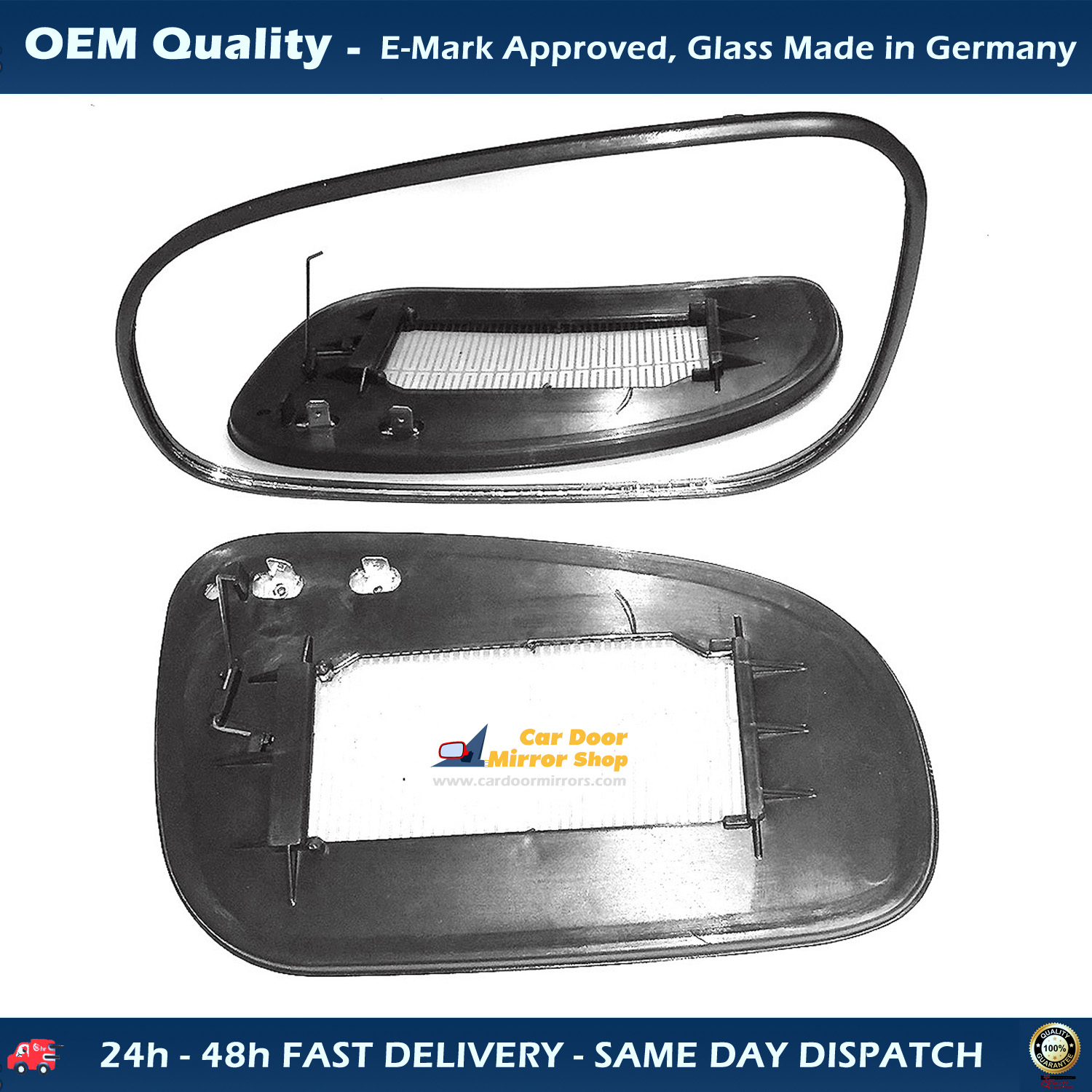 Volvo S60 Wing Mirror Glass With Base LEFT HAND ( UK Passenger Side ) 2001 to 2006 – Heated Base Convex Mirror ( 190MM x 160MM )