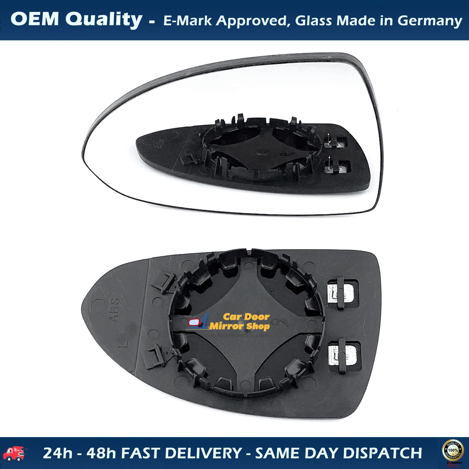 Vauxhall Corsa Wing Mirror Glass With Base LEFT HAND ( UK Passenger Side ) 2015 to 2019 – Heated Base Convex Mirror