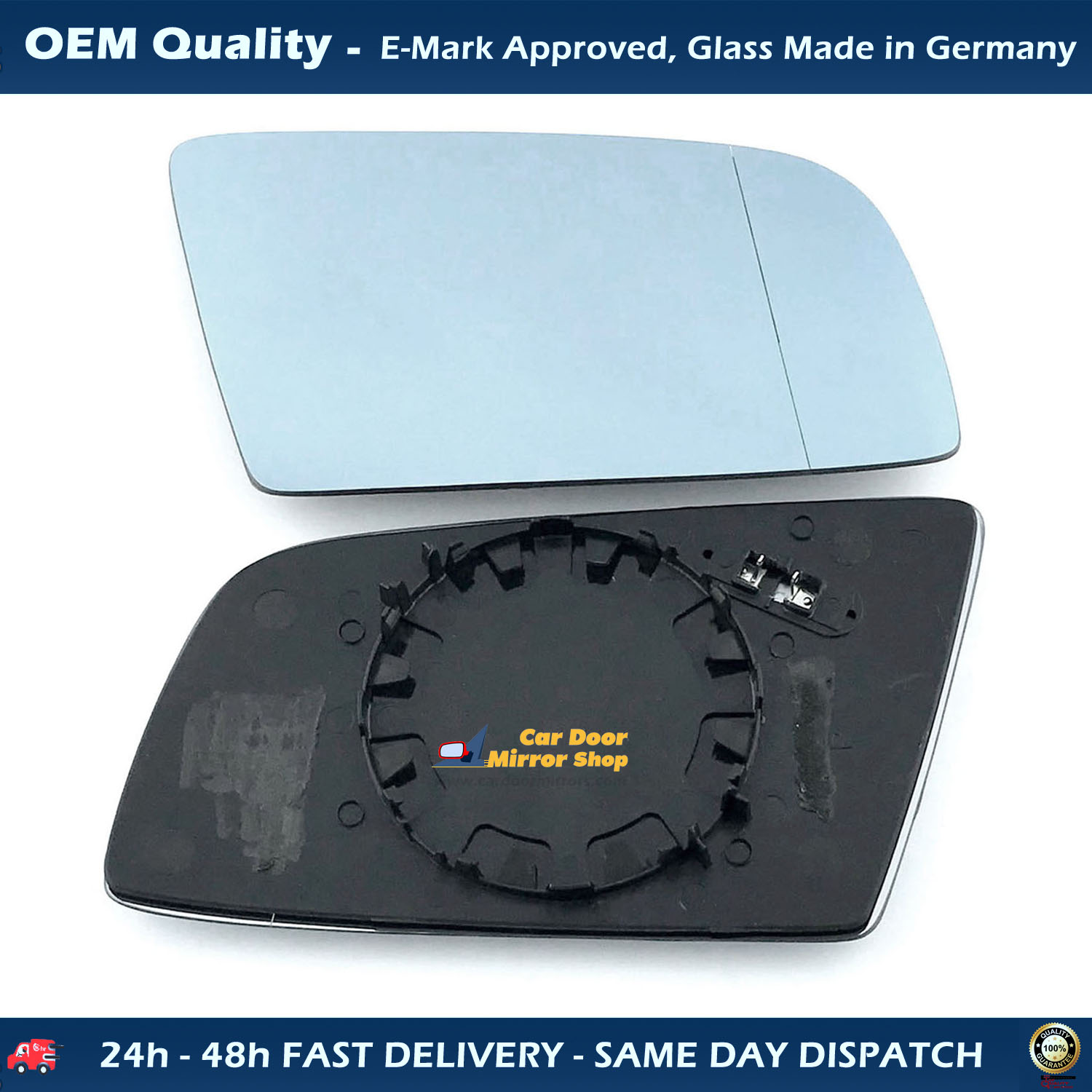 BMW 6 Series Wing Mirror Glass With Base RIGHT HAND ( UK Driver Side ) 2004 to 2010 – Heated Base Wide Angle Wing Mirror