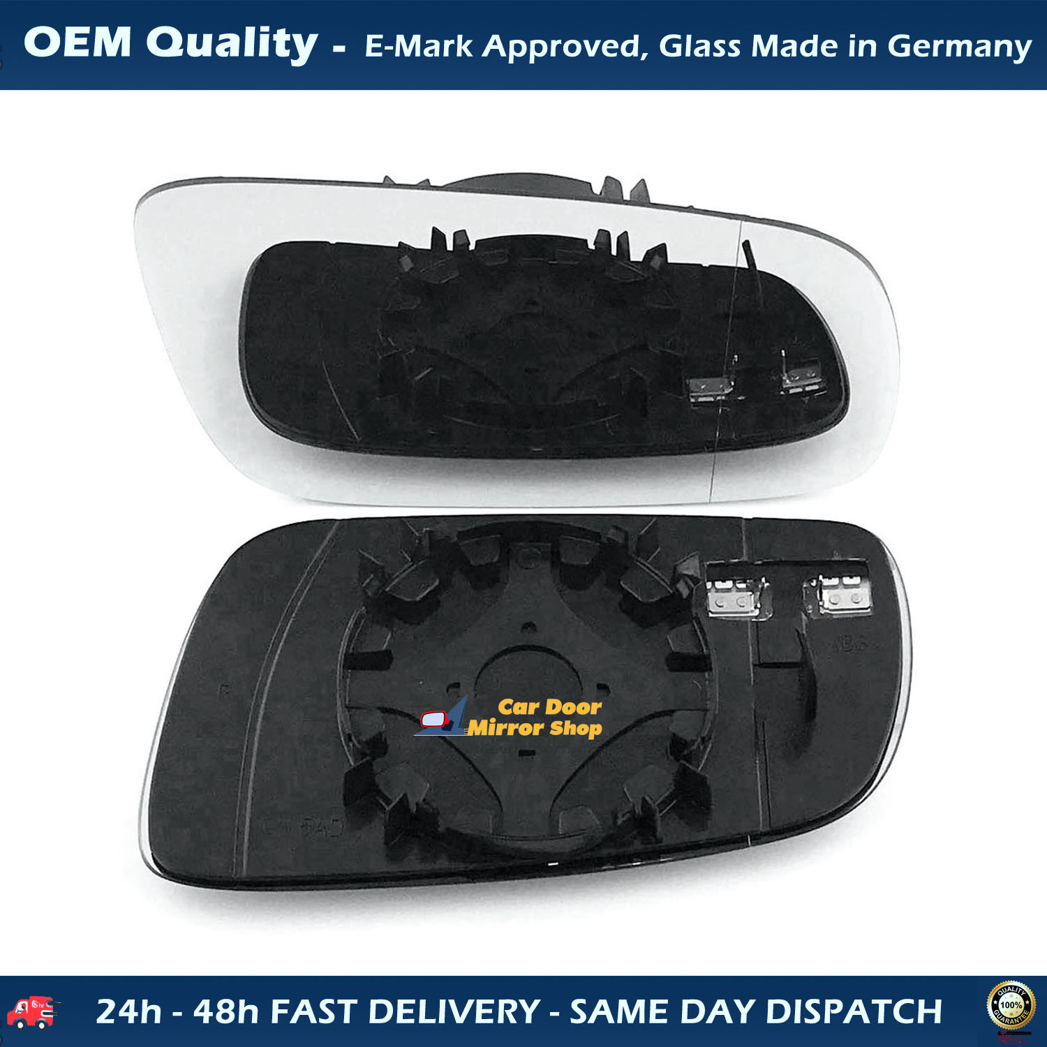 Audi A4 Wing Mirror Glass With Base RIGHT HAND ( UK Driver Side ) 1995 to 1998 – Heated Base Wide Angle Wing Mirror