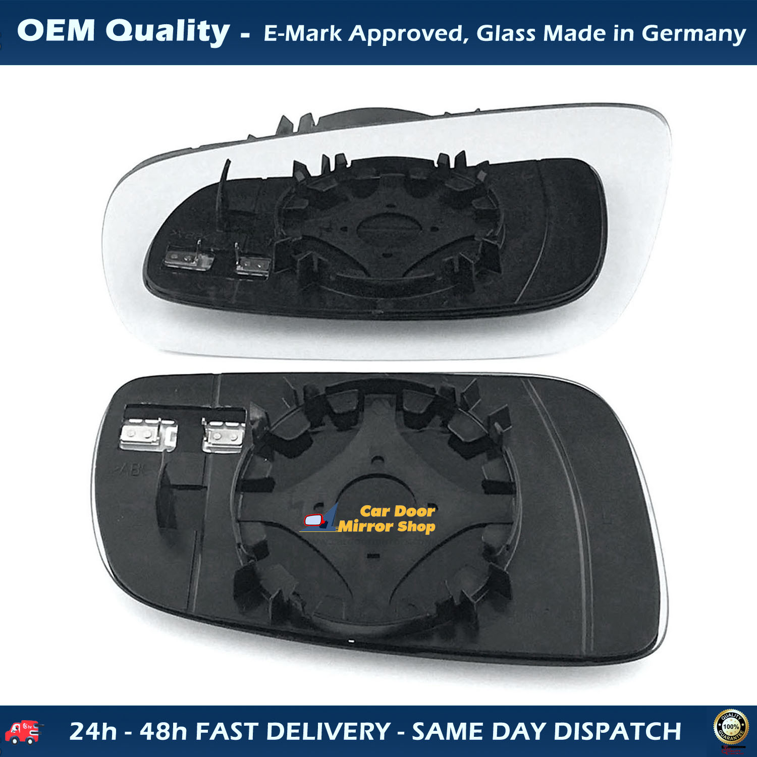 Audi A4 Wing Mirror Glass With Base LEFT HAND ( UK Passenger Side ) 1995 to 1998 – Heated Base Convex Mirror