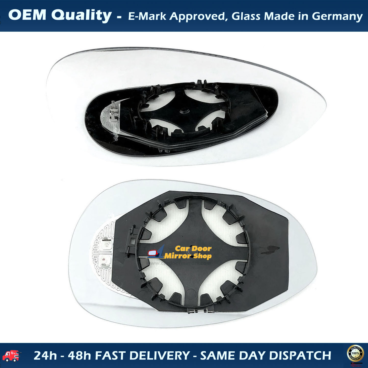 FIAT Grande Punto Wing Mirror Glass With Base RIGHT HAND ( UK Driver Side ) 2005 to 2013 – Heated Base Convex Mirror