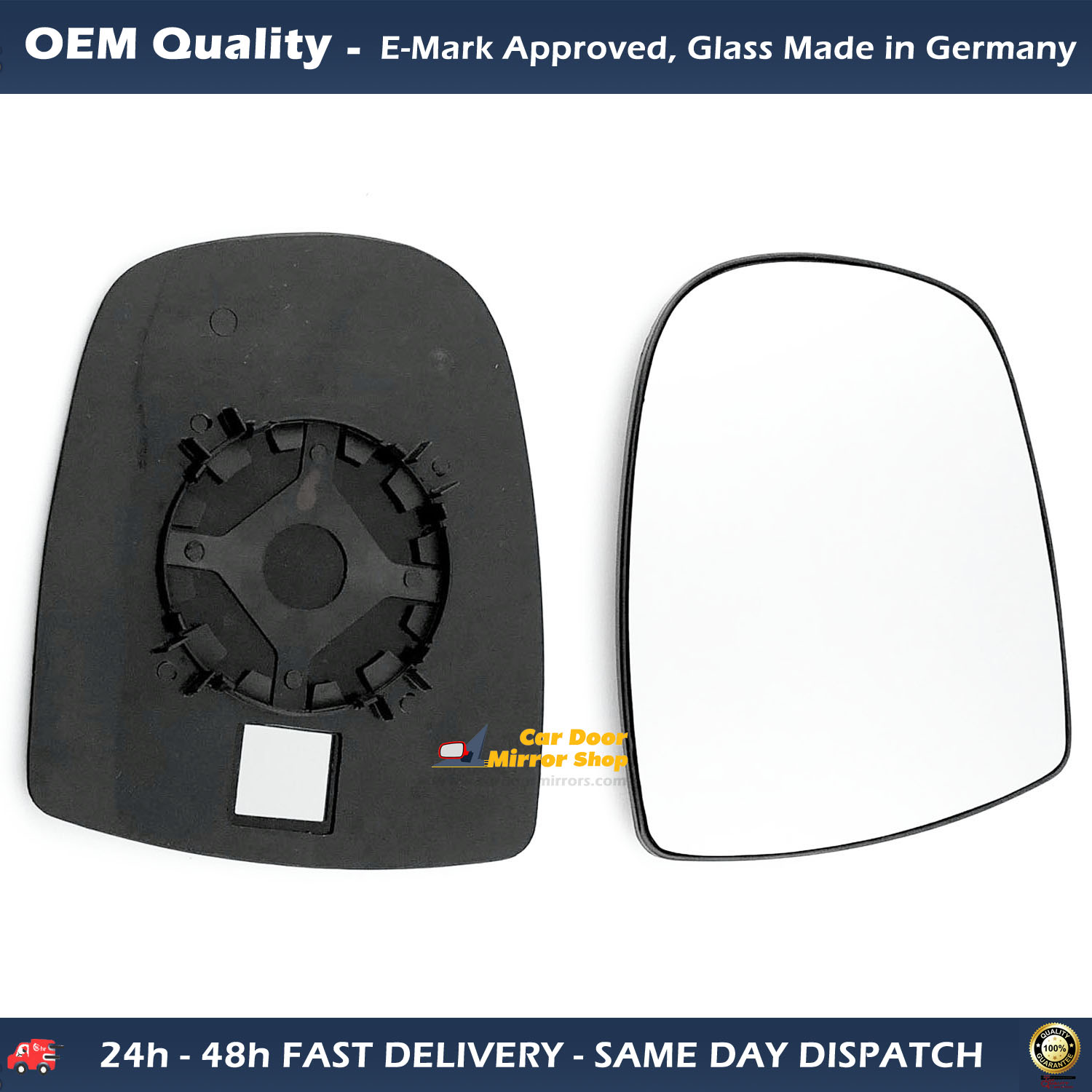 Renault Trafic Wing Mirror Glass With Base LEFT HAND ( UK Passenger Side ) 2001 to 2012 – Convex Wing Mirror