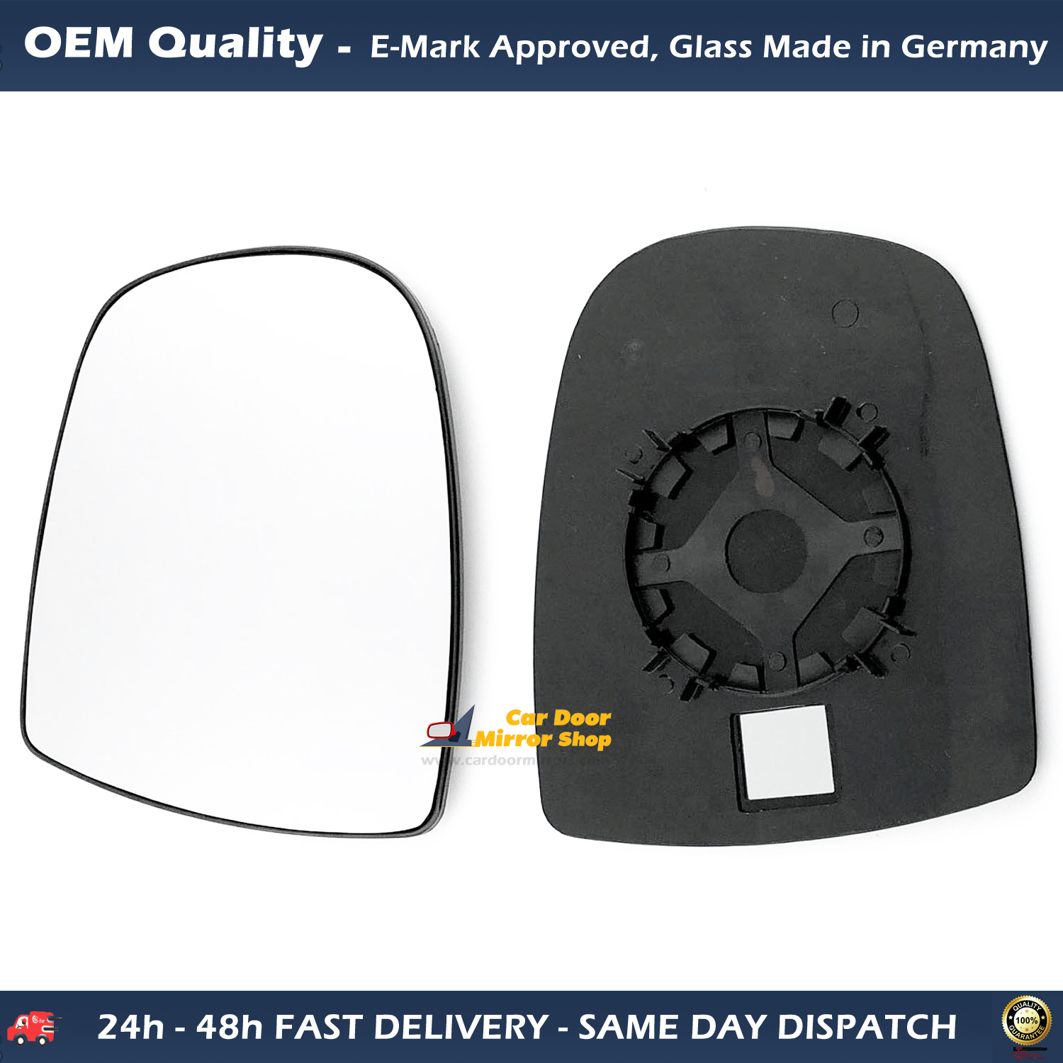 Nissan Primastar Wing Mirror Glass With Base RIGHT HAND ( UK Driver Side ) 2001 to 2014 – Convex Wing Mirror