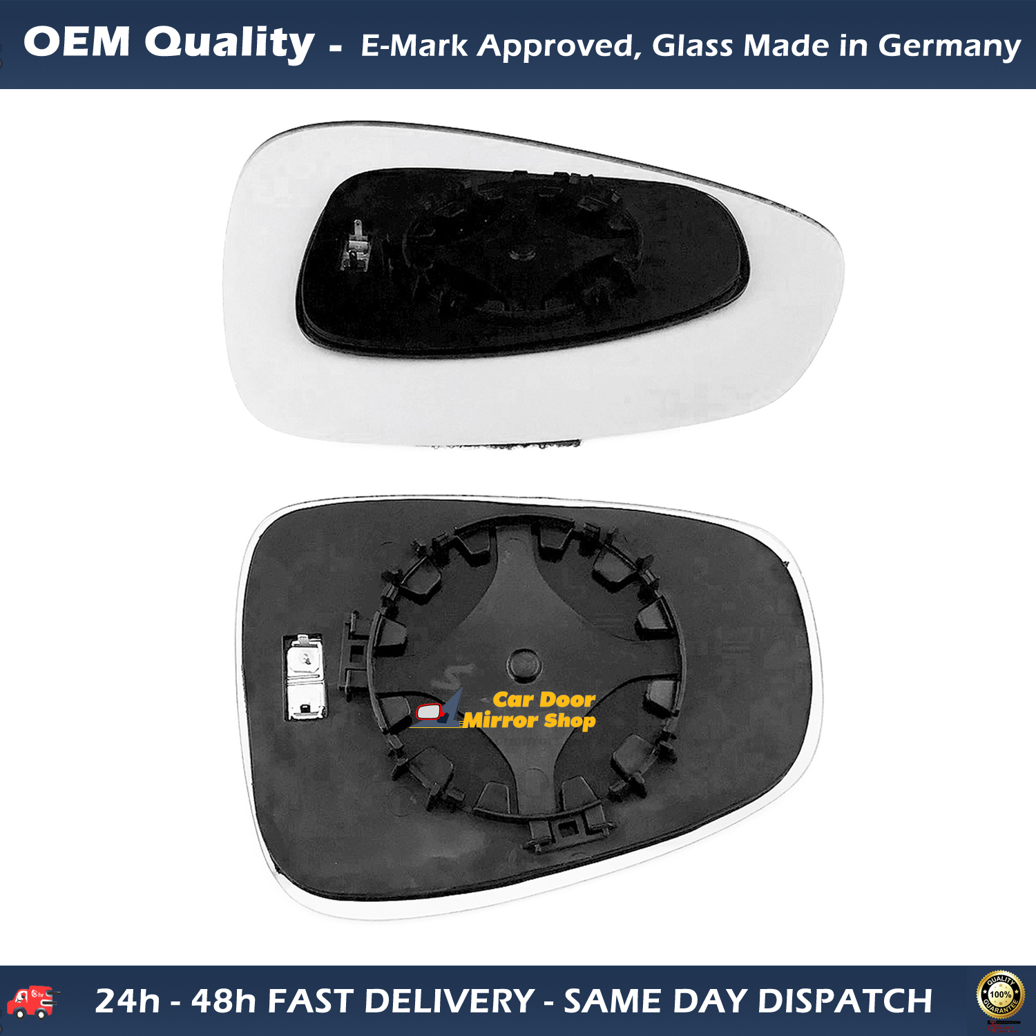 Alfa Romeo Mito Wing Mirror Glass With Base LEFT HAND ( UK Passenger Side ) 2010 to 2020 – Heated Base Wide Angle Wing Mirror ( Blue Tinted )