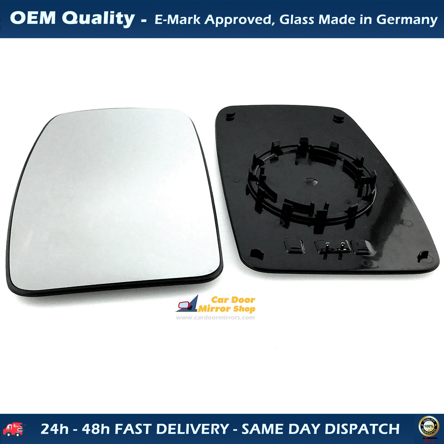 Renault Master Wing Mirror Glass With Base LEFT HAND ( UK Passenger Side ) 2004 to 2009 – Heated Base Convex Mirror