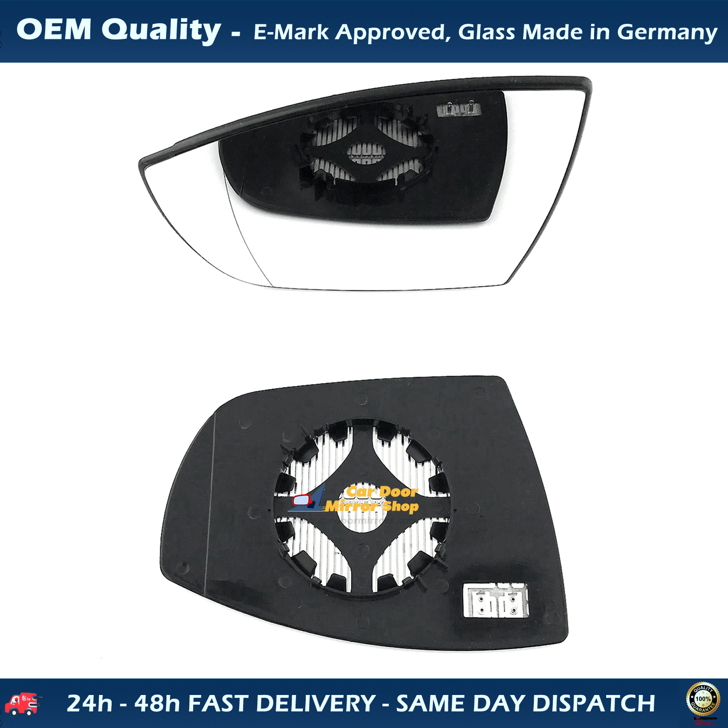 Ford Galaxy Wing Mirror Glass With Base LEFT HAND ( UK Passenger Side ) 2007 to 2015 – Heated Base Convex Mirror