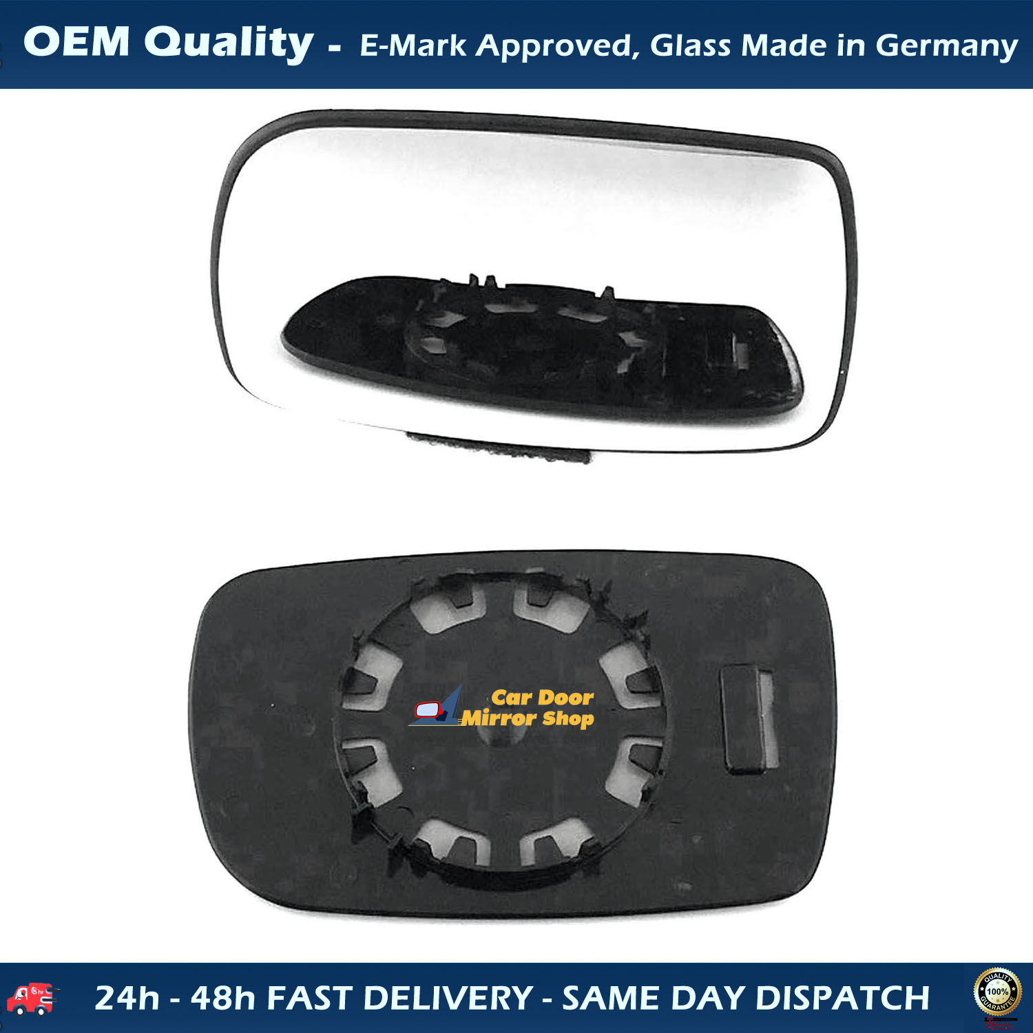 Toyota Yaris Wing Mirror Glass With Base LEFT HAND ( UK Passenger Side ) 1999 to 2005 – Non-Heated Base Convex Mirror