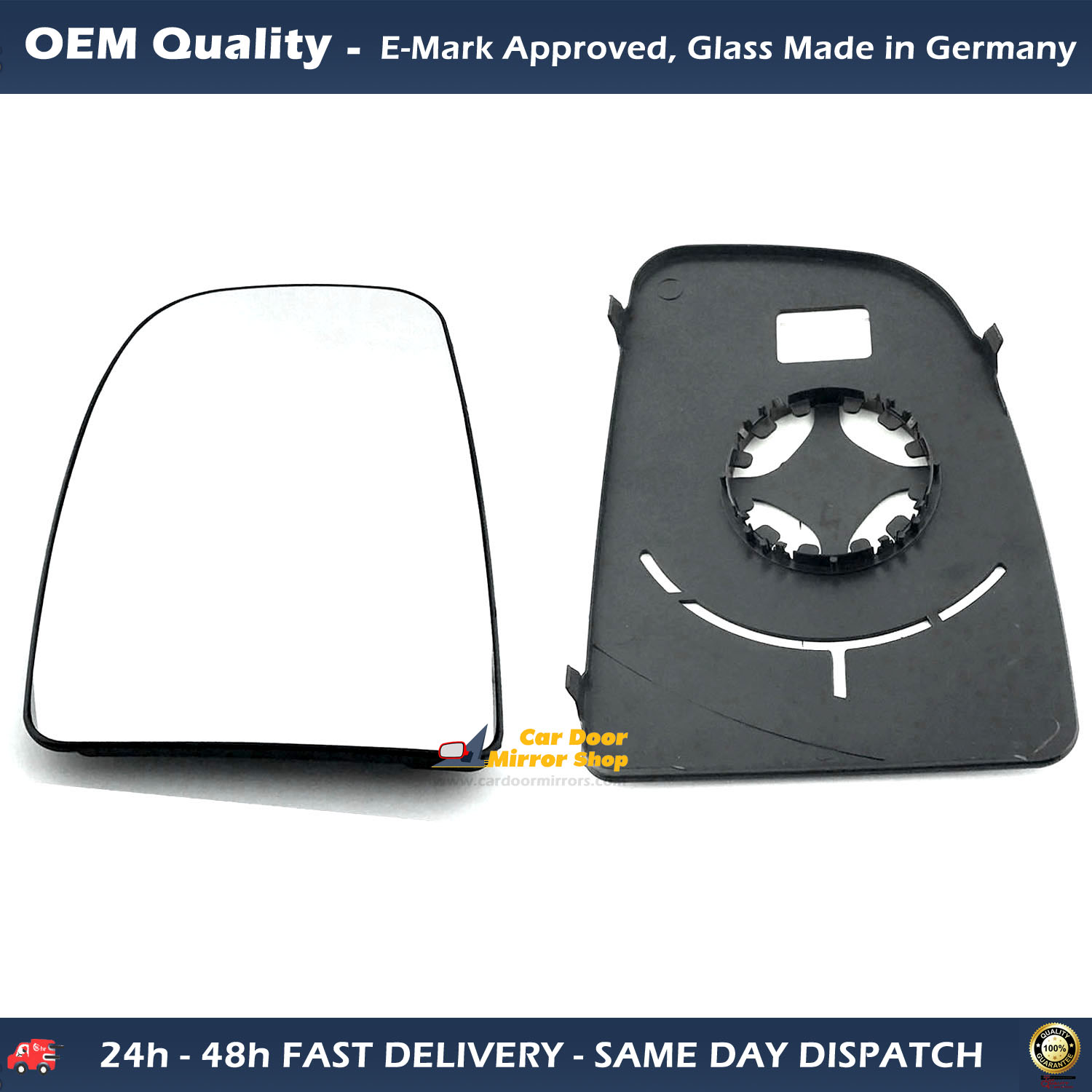 Citroen  Jumpy Wing Mirror Glass With Base LEFT HAND ( UK Passenger Side ) 2006 to 2021 – Convex Wing Mirror