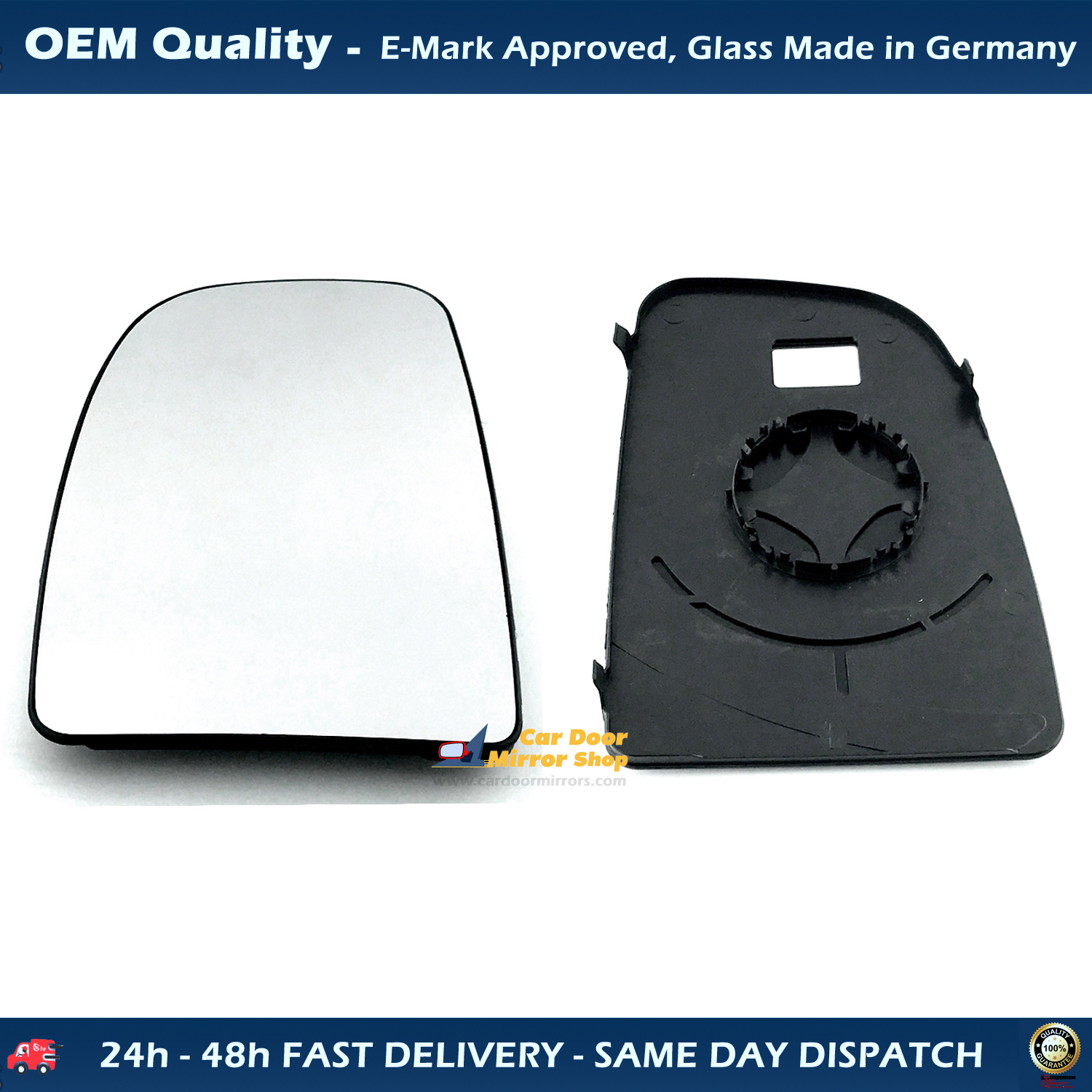 FIAT Ducato Wing Mirror Glass With Base LEFT HAND ( UK Passenger Side ) 2006 to 2021 – Heated Base Convex Mirror