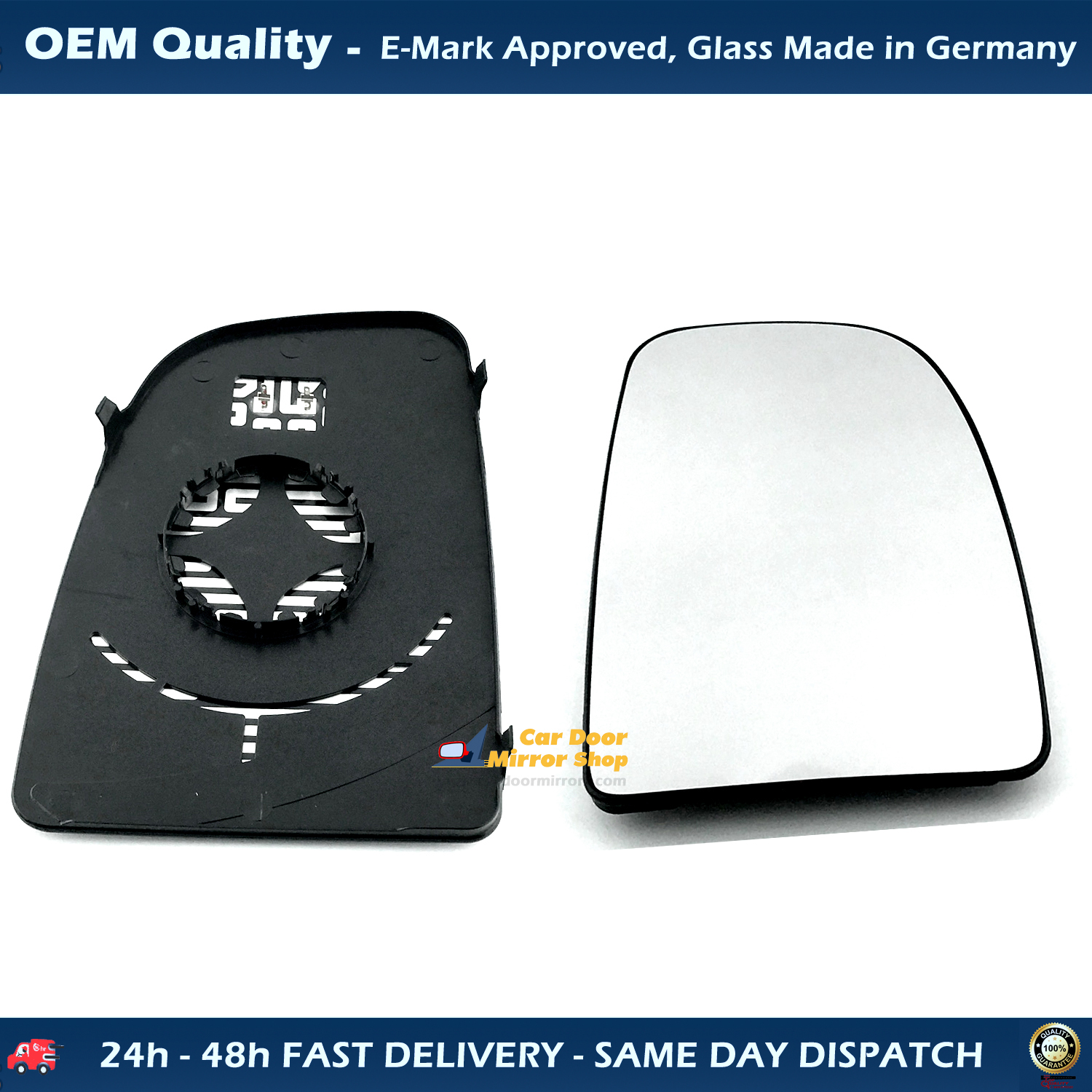 FIAT Ducato Wing Mirror Glass With Base RIGHT HAND ( UK Driver Side ) 2006 to 2021 – Heated Base Convex Mirror