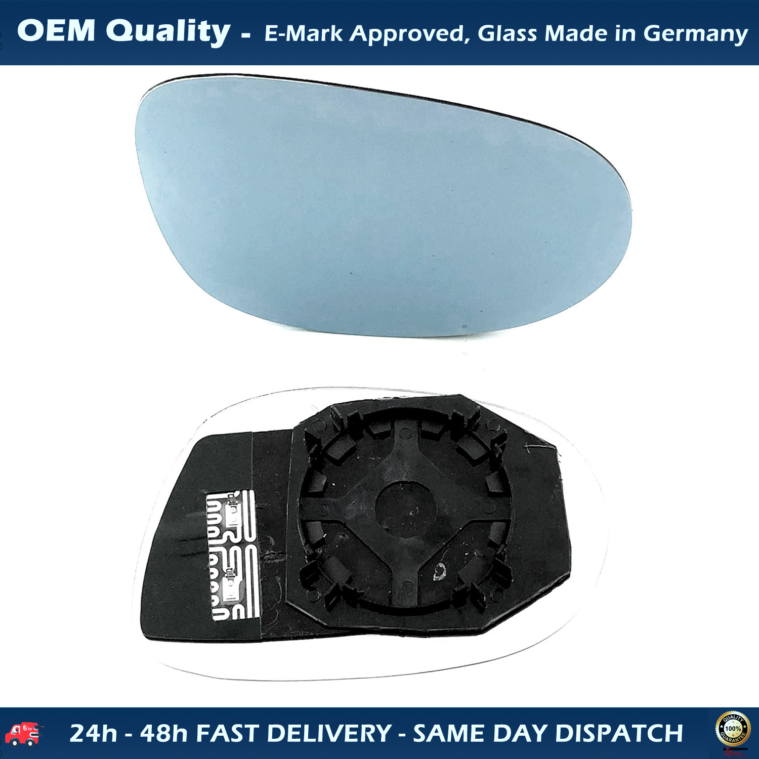 FIAT Bravo Wing Mirror Glass With Base RIGHT HAND ( UK Driver Side ) 2007 to 2018 – Heated Base Convex Mirror