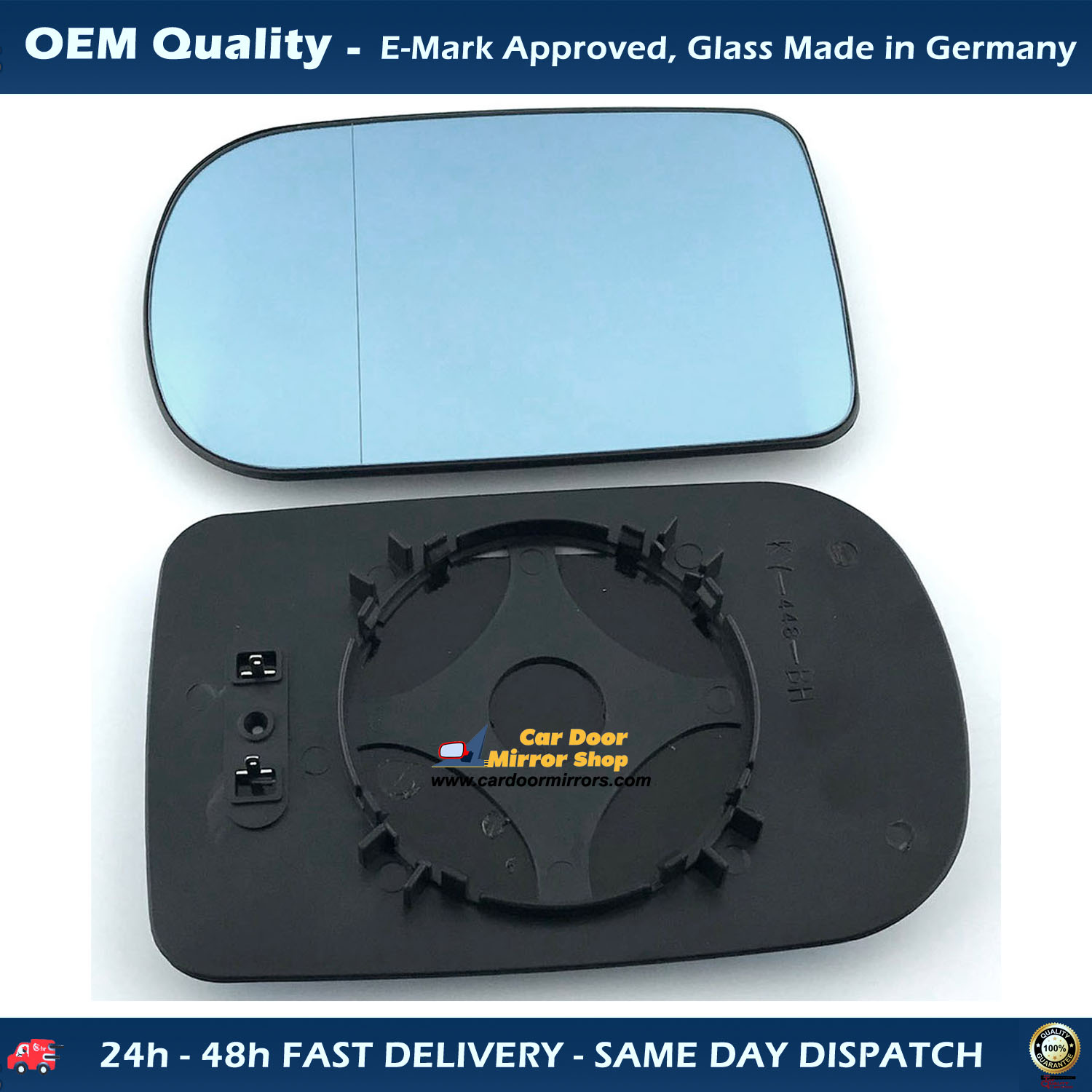 BMW 7 Series Wing Mirror Glass With Base LEFT HAND ( UK Passenger Side ) 1993 to 2001 – Heated Base Wide Angle Wing Mirror