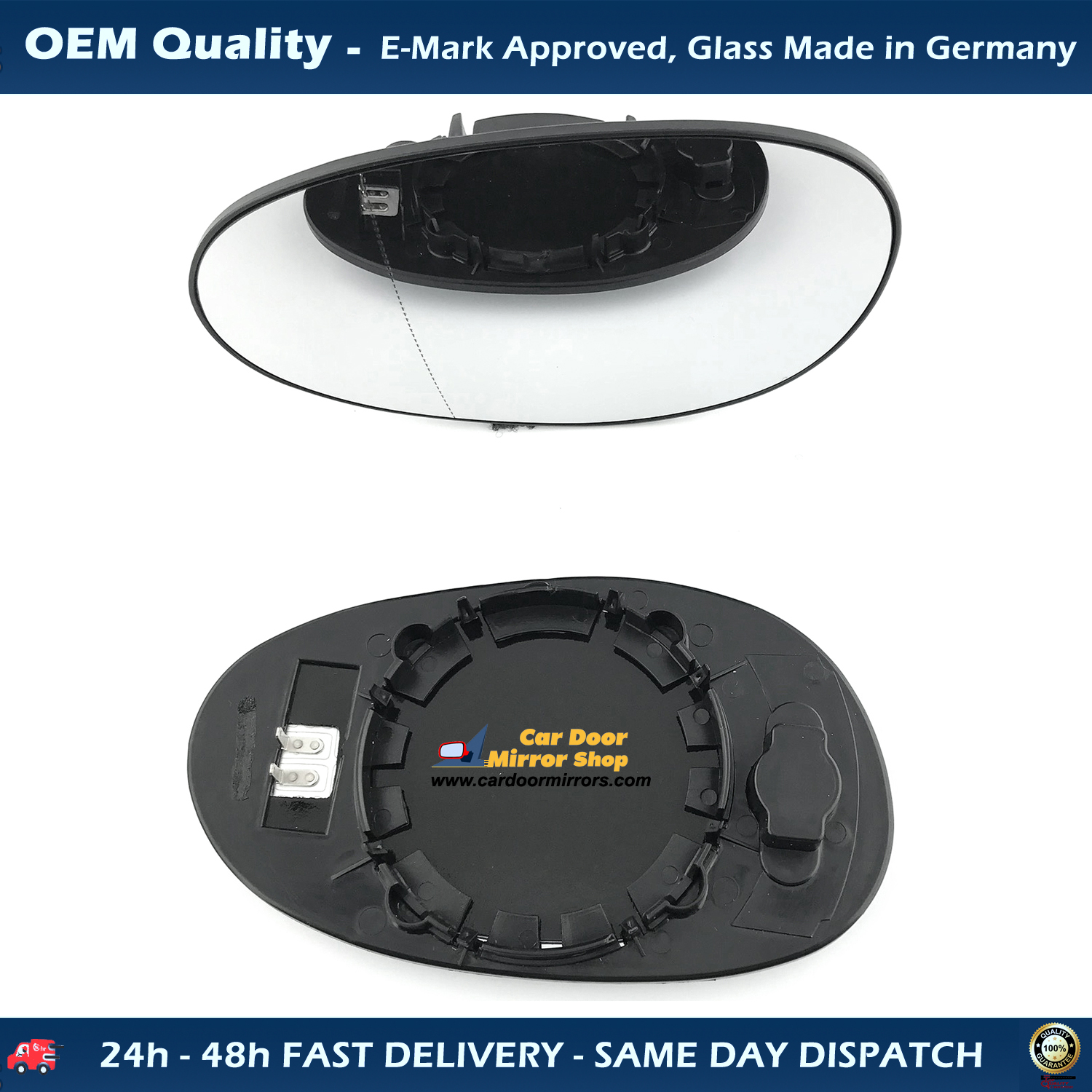 Smart Fortwo Wing Mirror Glass With Base LEFT HAND ( UK Passenger Side ) 1998 AUG to 2006 – Heated Base Convex Mirror