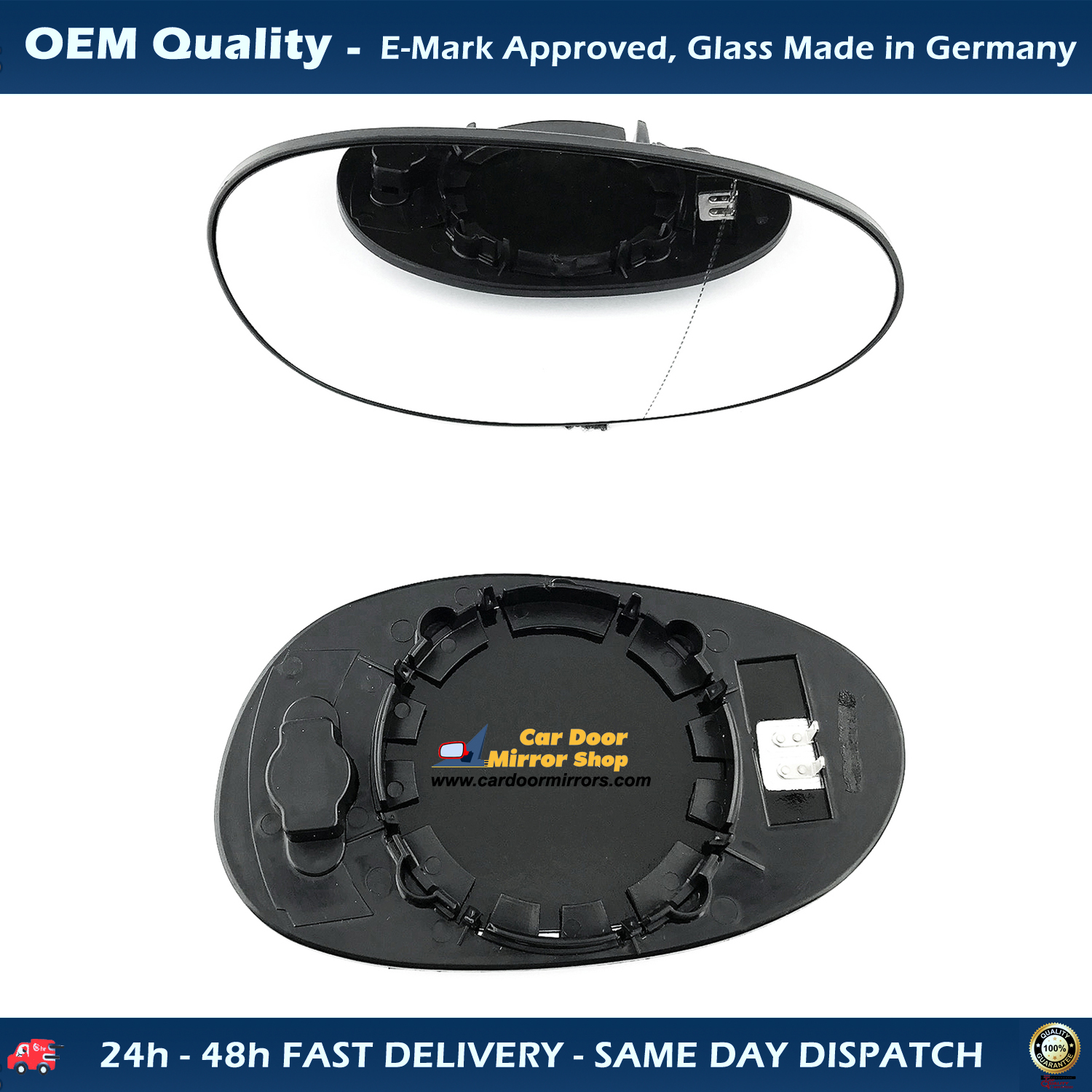 Smart Fortwo Wing Mirror Glass With Base RIGHT HAND ( UK Driver Side ) 1998 AUG to 2006 – Heated Base Convex Mirror