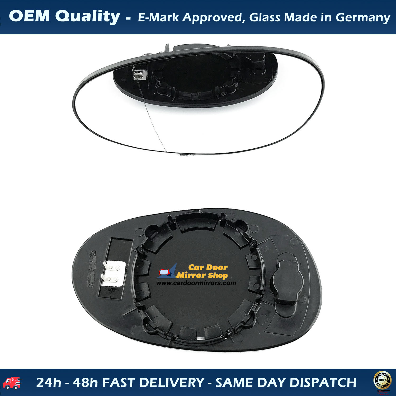 Smart City Wing Mirror Glass With Base LEFT HAND ( UK Passenger Side ) 1998 to 2004 – Convex Wing Mirror