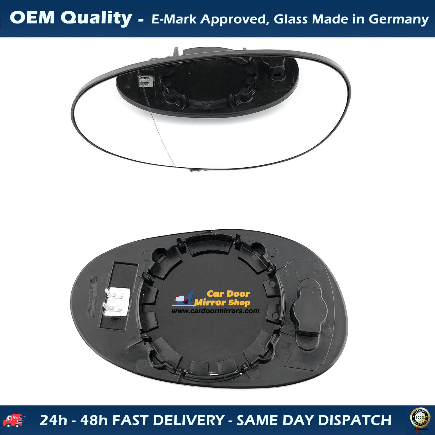 Smart Forfour Wing Mirror Glass With Base LEFT HAND ( UK Passenger Side ) 2004 APR to 2006 JUN – Heated Base Convex Mirror