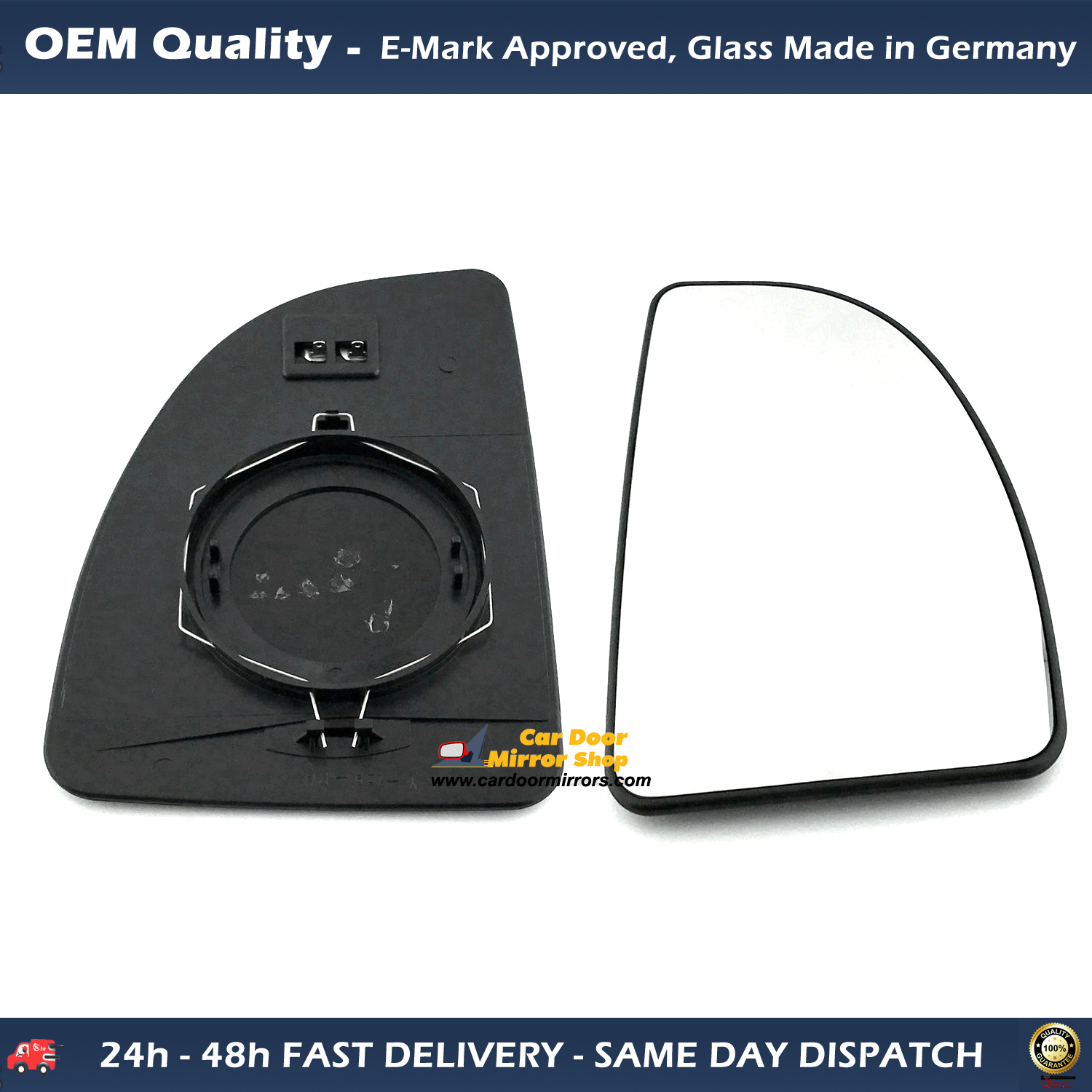 FIAT Ducato Wing Mirror Glass With Base RIGHT HAND ( UK Driver Side ) 2001 to 2006 – Heated Base Convex Mirror